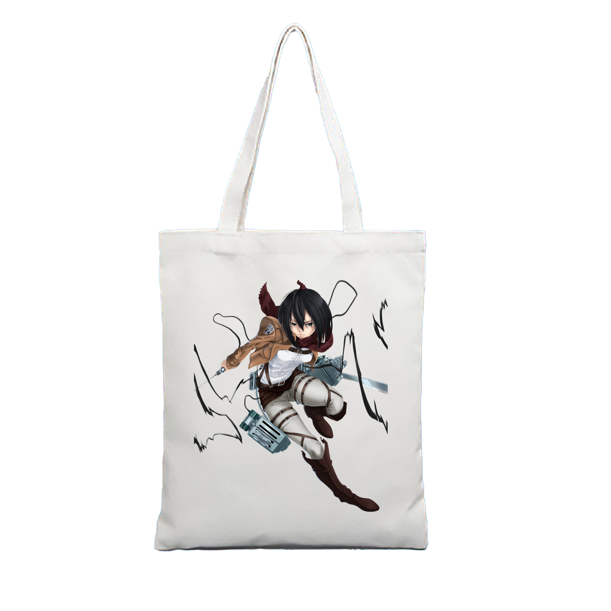 （画像用） 進撃の巨人 ミカサ·アッカーマン Attack on Titan Mikasa Ackerman 縦型キャンバス生地手提げバッグ　トートバッグ