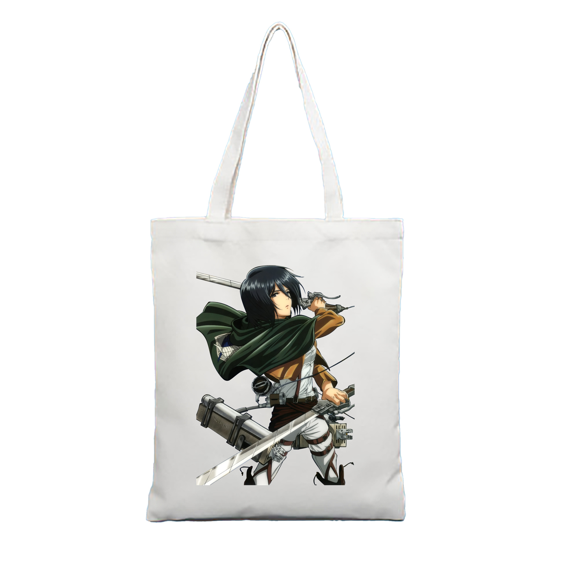 （画像用） 進撃の巨人 ミカサ·アッカーマン Attack on Titan Mikasa Ackerman 縦型キャンバス生地手提げバッグ　トートバッグ