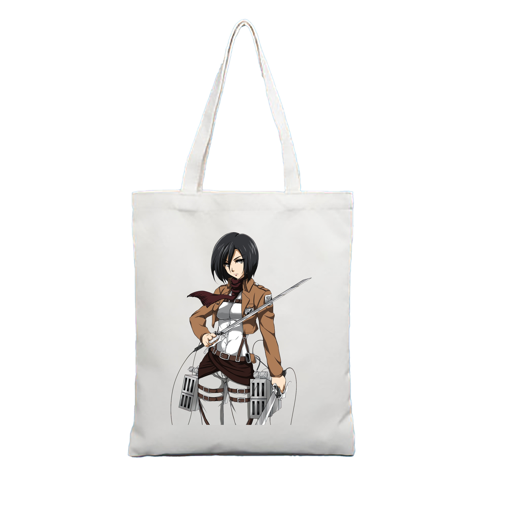（画像用） 進撃の巨人 ミカサ·アッカーマン Attack on Titan Mikasa Ackerman 縦型キャンバス生地手提げバッグ　トートバッグ