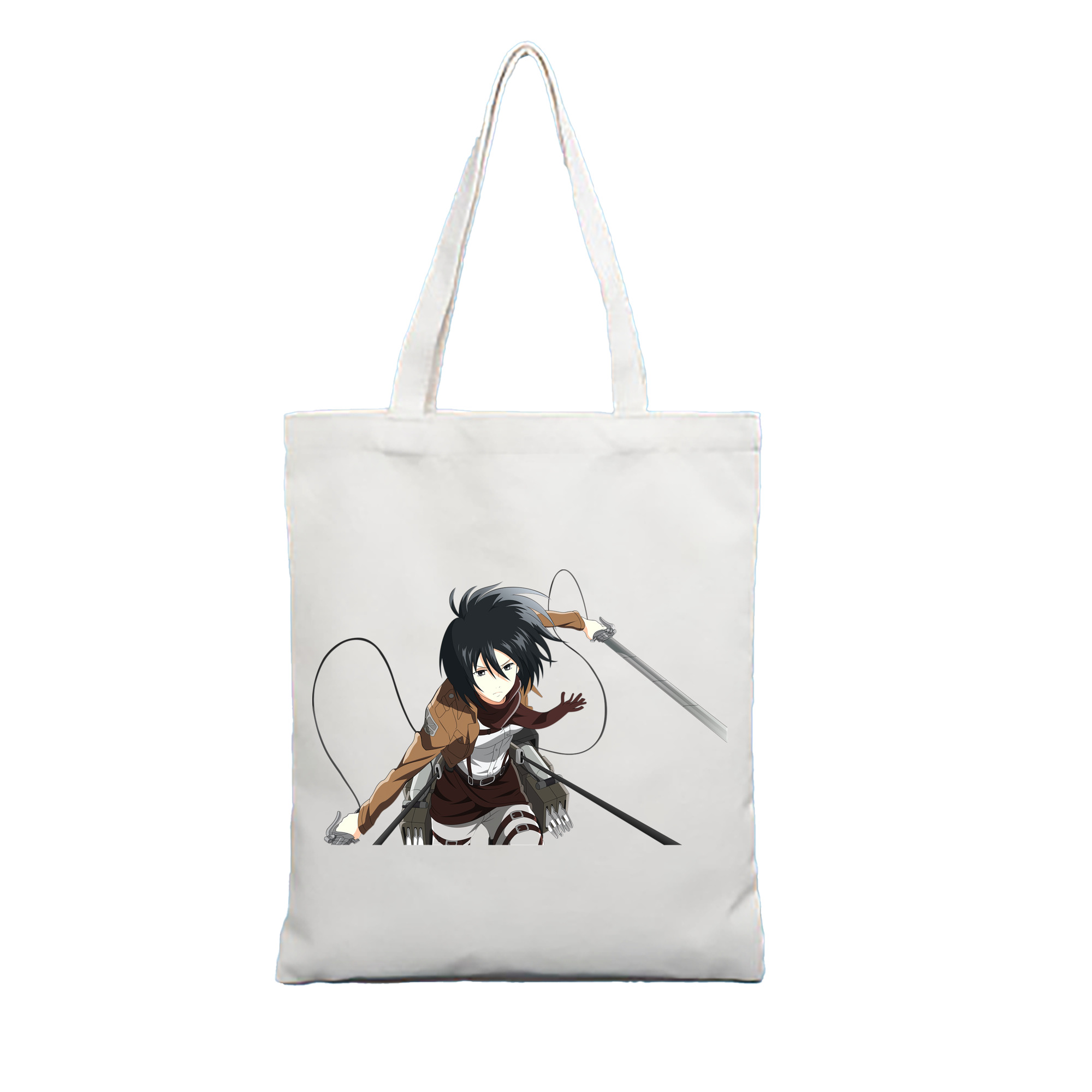 （画像用） 進撃の巨人 ミカサ·アッカーマン Attack on Titan Mikasa Ackerman 縦型キャンバス生地手提げバッグ　トートバッグ
