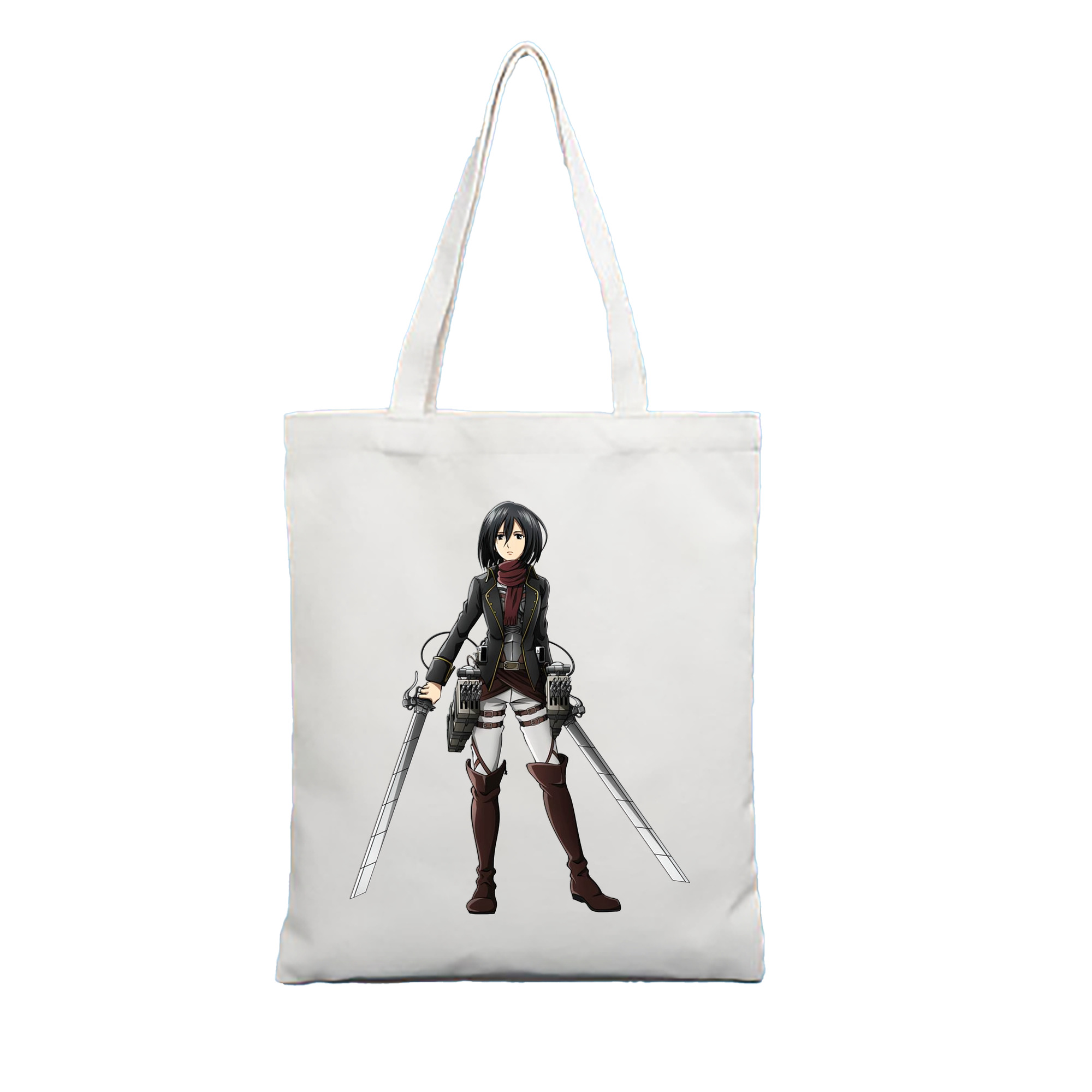 （画像用） 進撃の巨人 ミカサ·アッカーマン Attack on Titan Mikasa Ackerman 縦型キャンバス生地手提げバッグ　トートバッグ