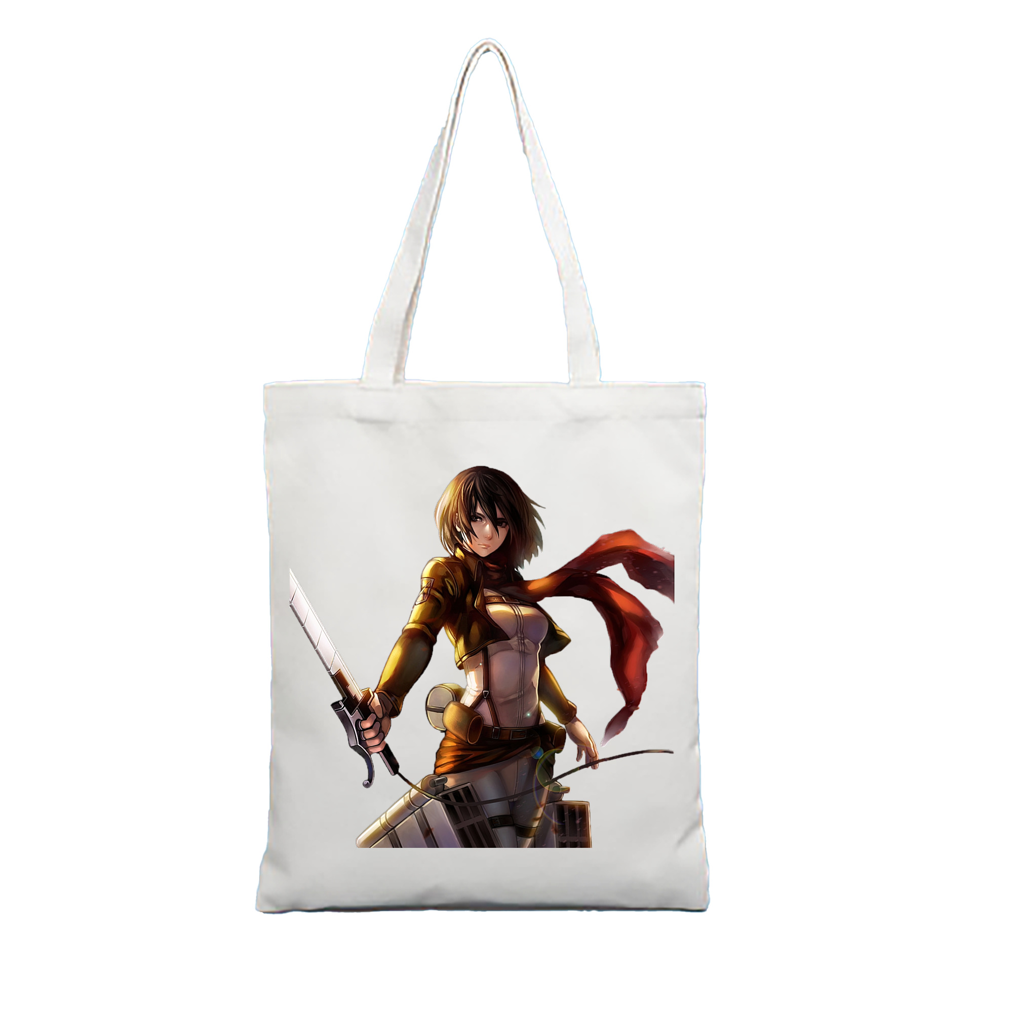 （画像用） 進撃の巨人 ミカサ·アッカーマン Attack on Titan Mikasa Ackerman 縦型キャンバス生地手提げバッグ　トートバッグ