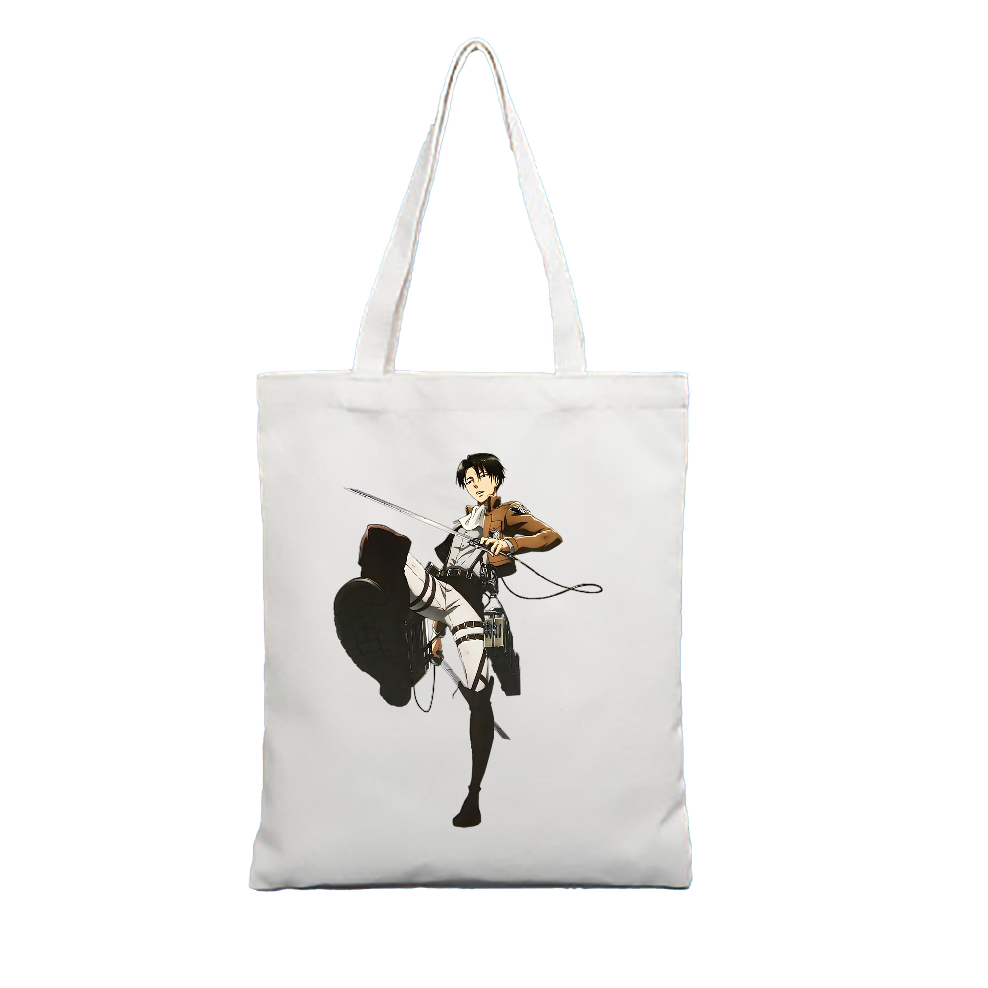 （画像用） 進撃の巨人 リヴァイ·アッカーマン Attack on Titan Levi Ackerman 縦型キャンバス生地手提げバッグ　トートバッグ