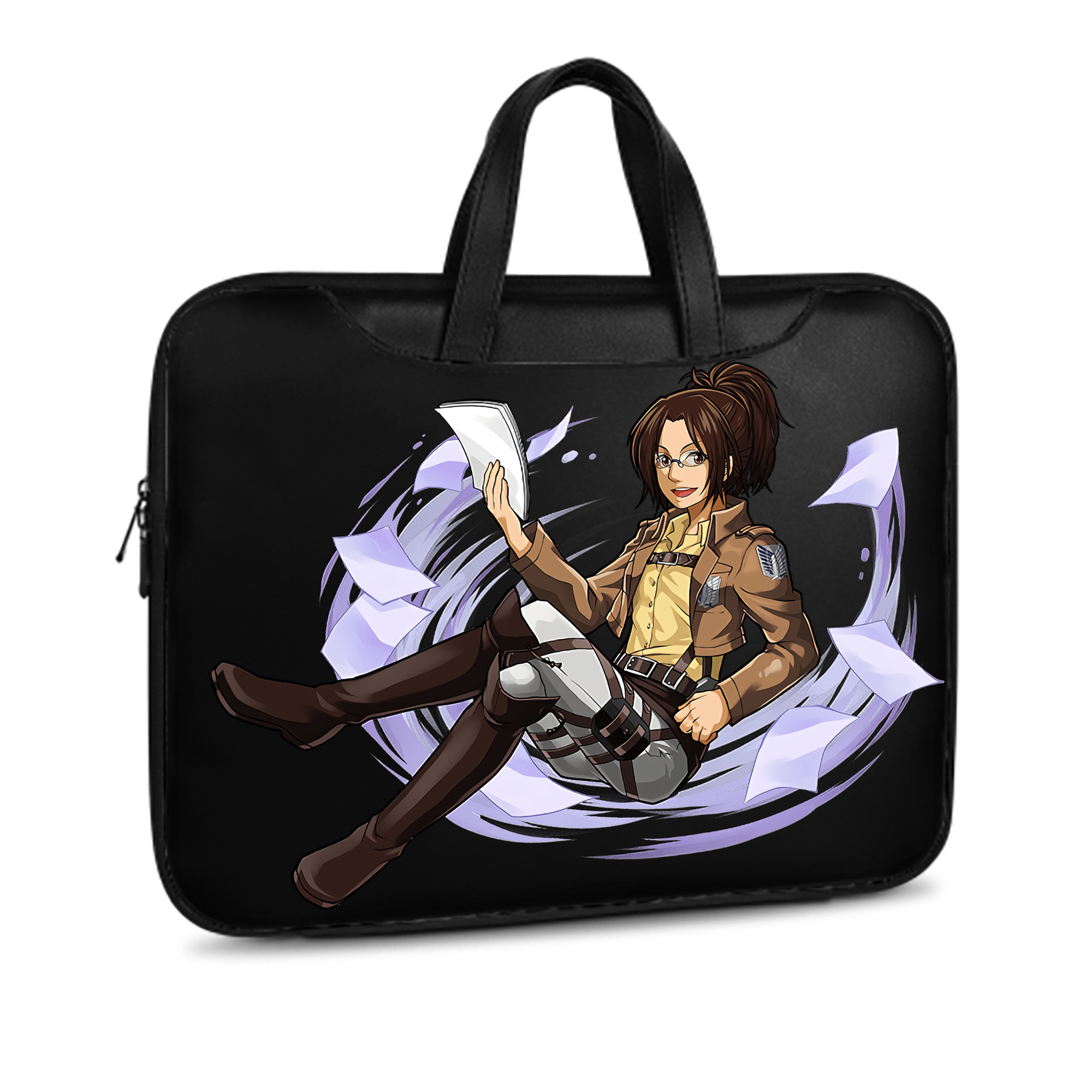 （画像用） 進撃の巨人 ハンジ·ゾエ Attack on Titan Hanji Zoe レザーラップトップバッグ　ノートパソコンケース