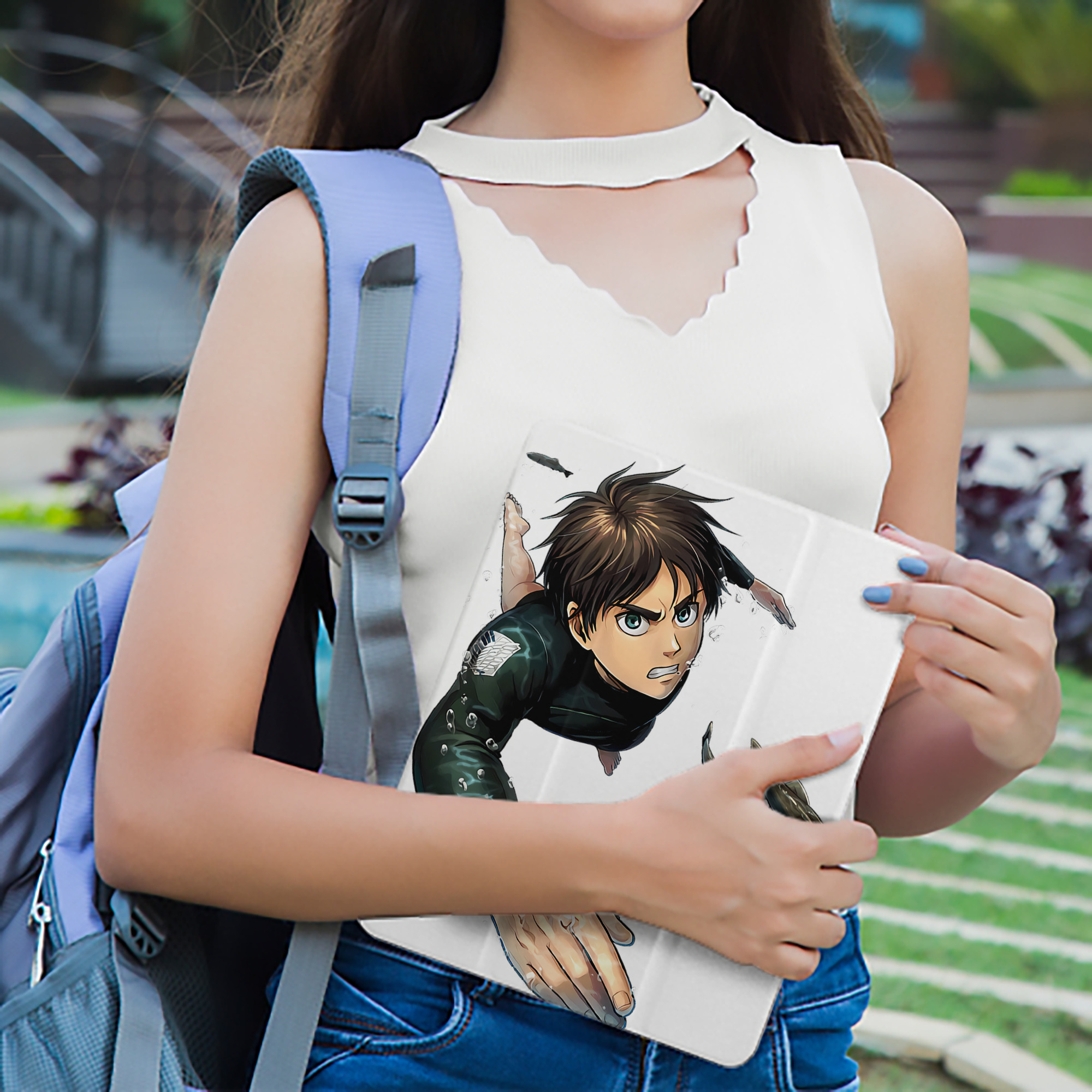 進撃の巨人 エレン･イェーガー Attack on Titan Eren Jäger IPad ケース ペン収納付き 三つ折りスタンド PUレザー×シリコン 対応機種9.5/10.5/10.9インチ