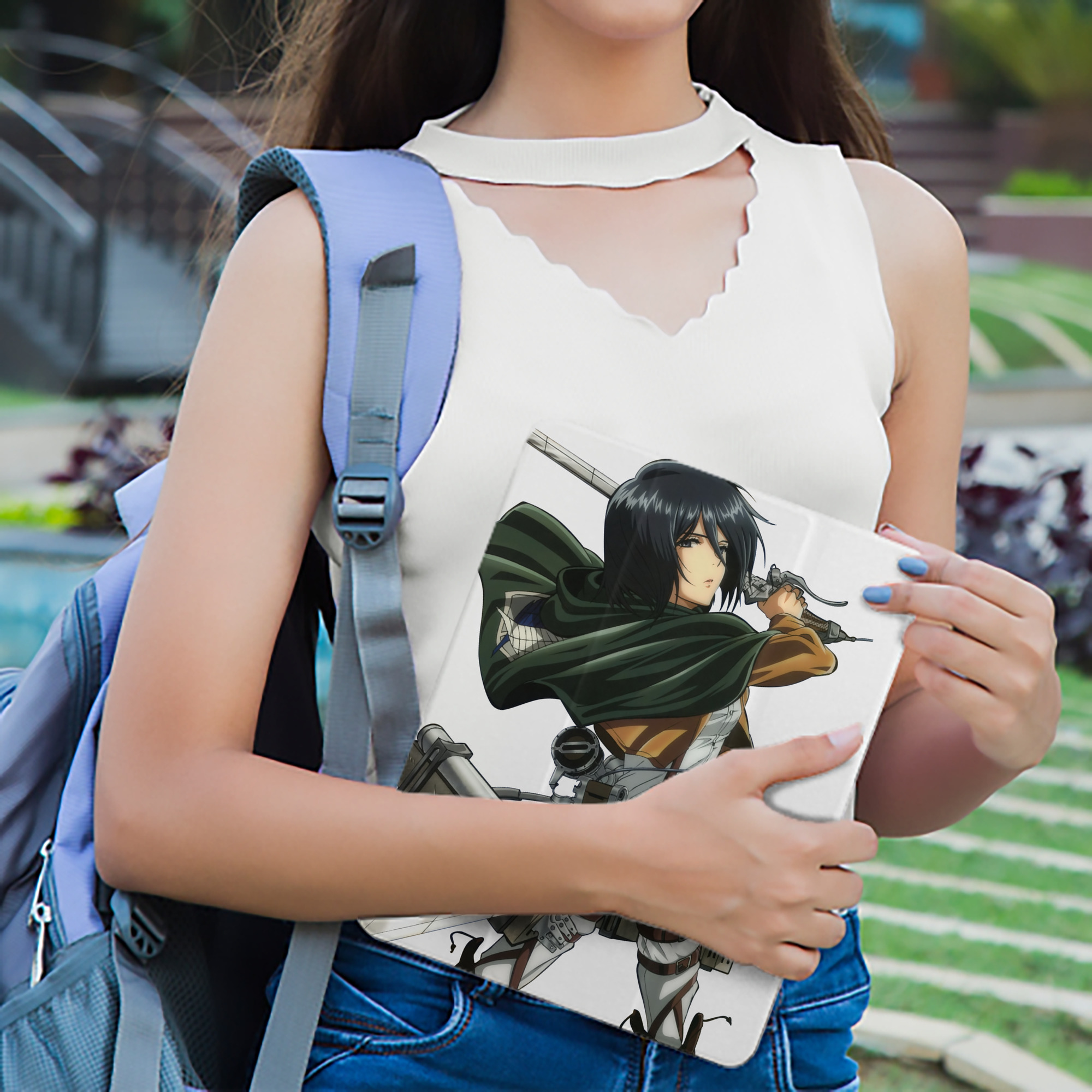 進撃の巨人 ミカサ·アッカーマン Attack on Titan Mikasa Ackerman IPad ケース ペン収納付き 三つ折りスタンド PUレザー×シリコン 対応機種9.5/10.5/10.9インチ