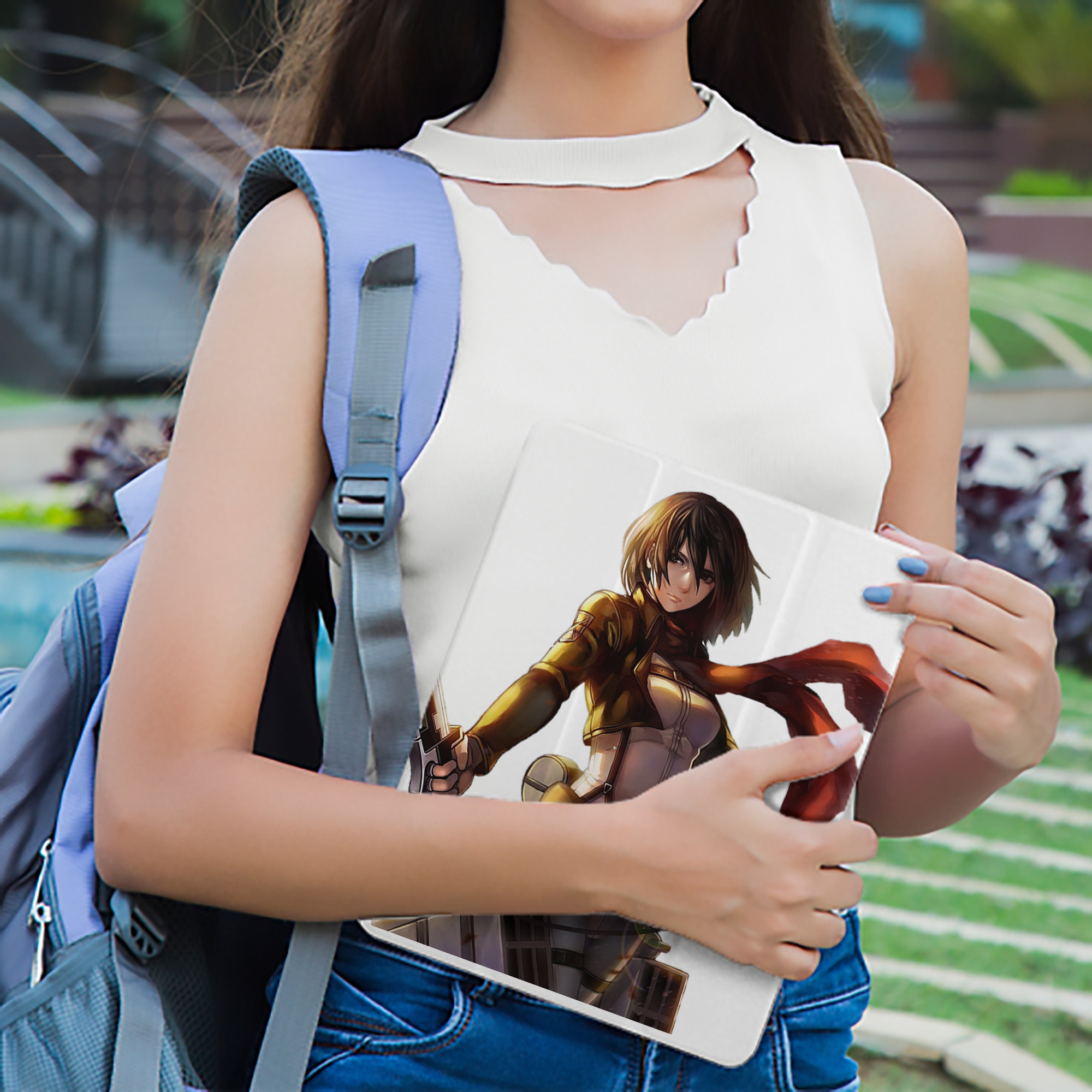 進撃の巨人 ミカサ·アッカーマン Attack on Titan Mikasa Ackerman IPad ケース ペン収納付き 三つ折りスタンド PUレザー×シリコン 対応機種9.5/10.5/10.9インチ