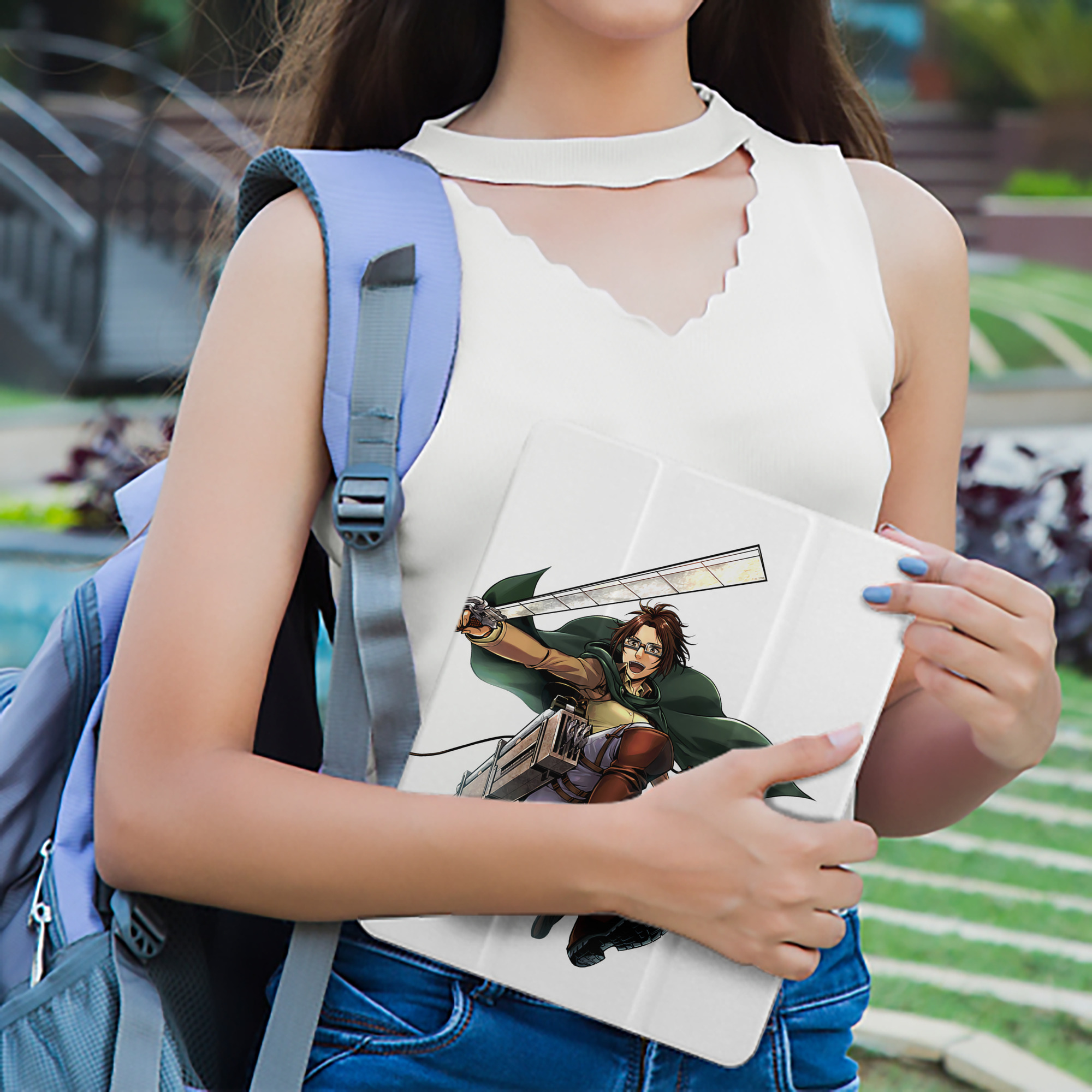 進撃の巨人 ハンジ·ゾエ Attack on Titan Hanji Zoe IPad ケース ペン収納付き 三つ折りスタンド PUレザー×シリコン 対応機種9.5/10.5/10.9インチ