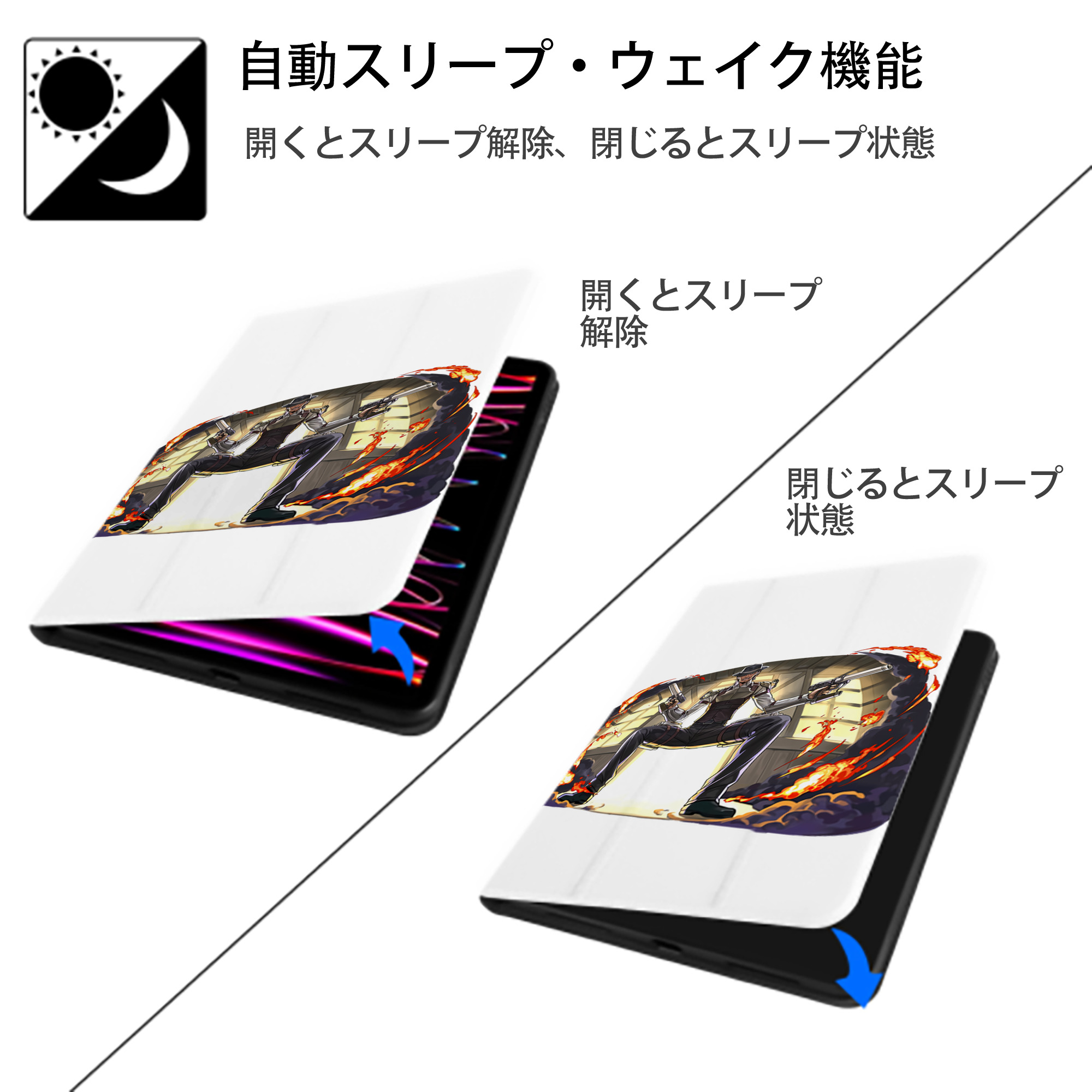 進撃の巨人 ケニー·アッカーマン Attack on Titan Kenny Ackerman IPad ケース ペン収納付き 三つ折りスタンド PUレザー×シリコン 対応機種9.5/10.5/10.9インチ