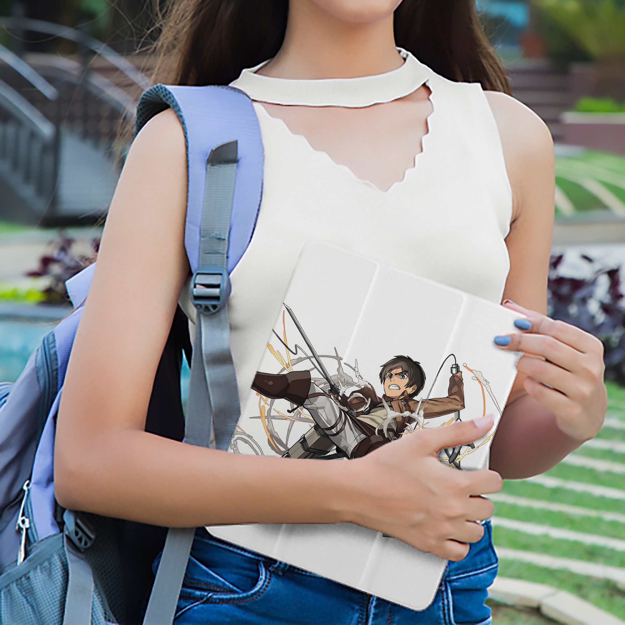 進撃の巨人 エレン･イェーガー Attack on Titan Eren Jäger IPad ケース ペン収納付き 三つ折りスタンド PUレザー×シリコン 対応機種9.5/10.5/10.9インチ