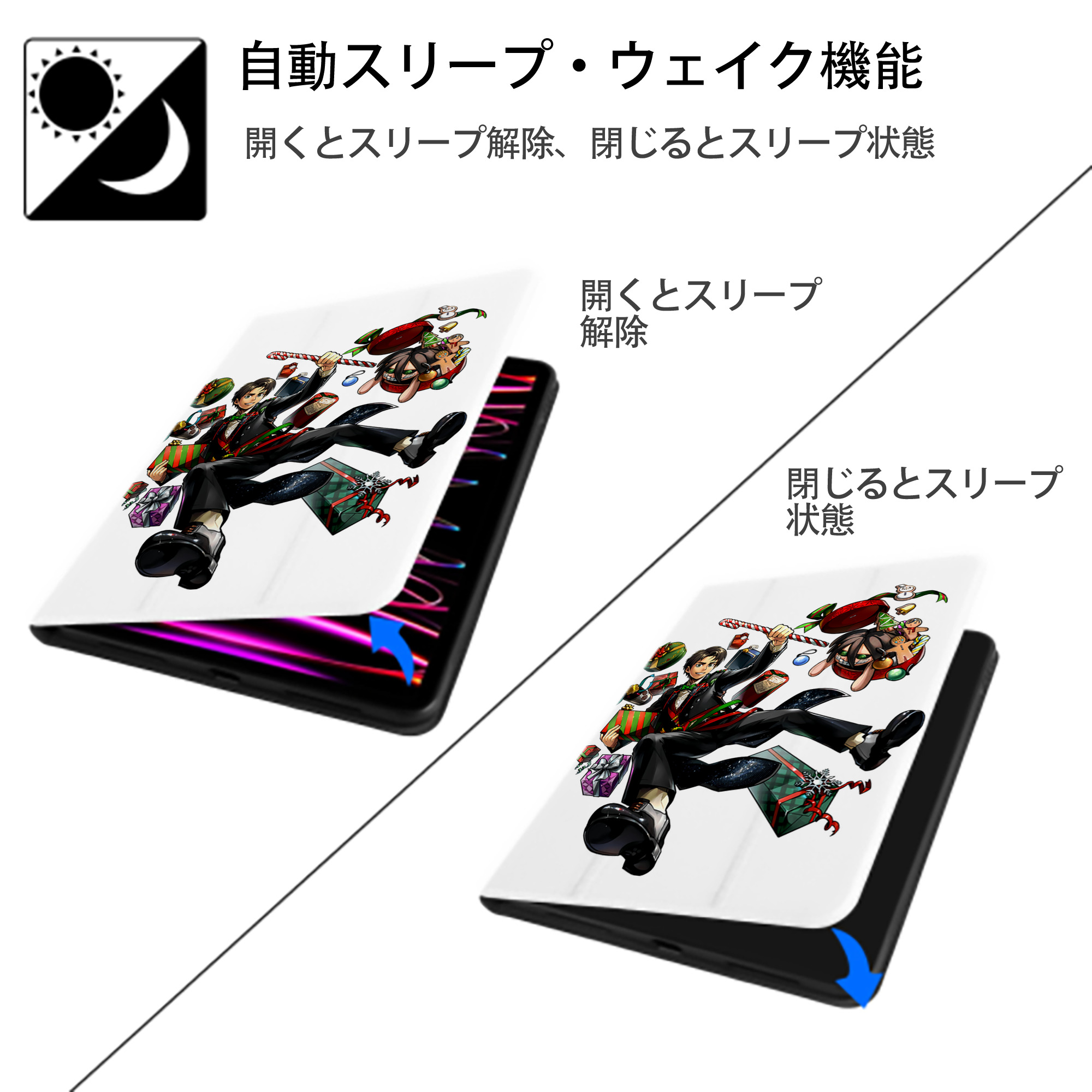 進撃の巨人 エレン･イェーガー Attack on Titan Eren Jäger IPad ケース ペン収納付き 三つ折りスタンド PUレザー×シリコン 対応機種9.5/10.5/10.9インチ