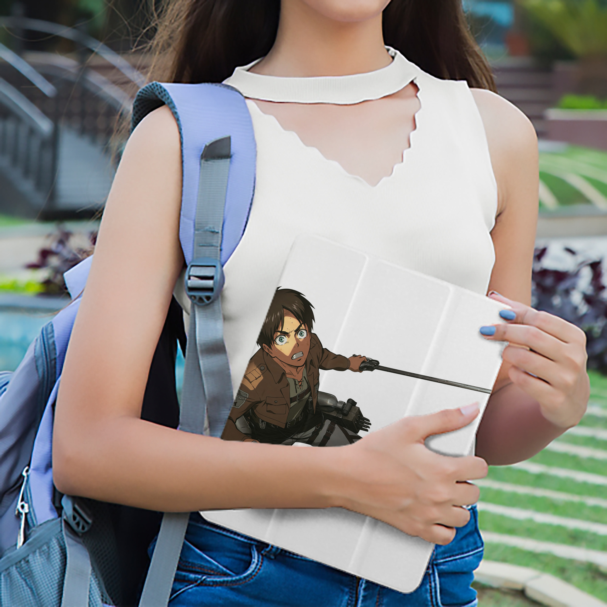 進撃の巨人 エレン･イェーガー Attack on Titan Eren Jäger IPad ケース ペン収納付き 三つ折りスタンド PUレザー×シリコン 対応機種9.5/10.5/10.9インチ