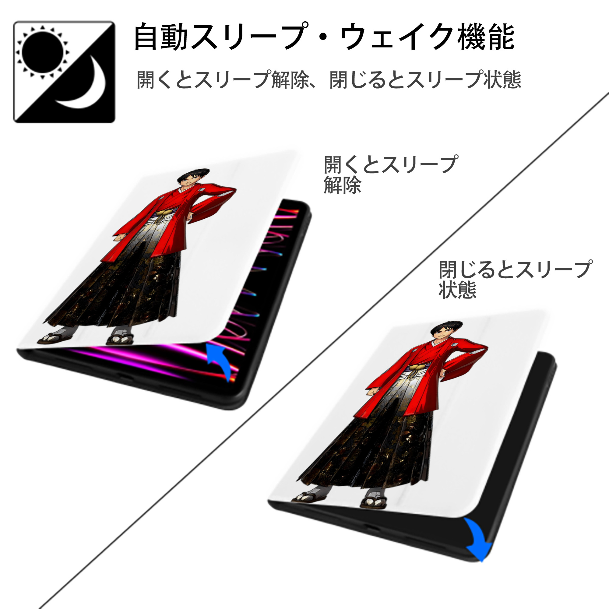進撃の巨人 エレン･イェーガー Attack on Titan Eren Jäger IPad ケース ペン収納付き 三つ折りスタンド PUレザー×シリコン 対応機種9.5/10.5/10.9インチ