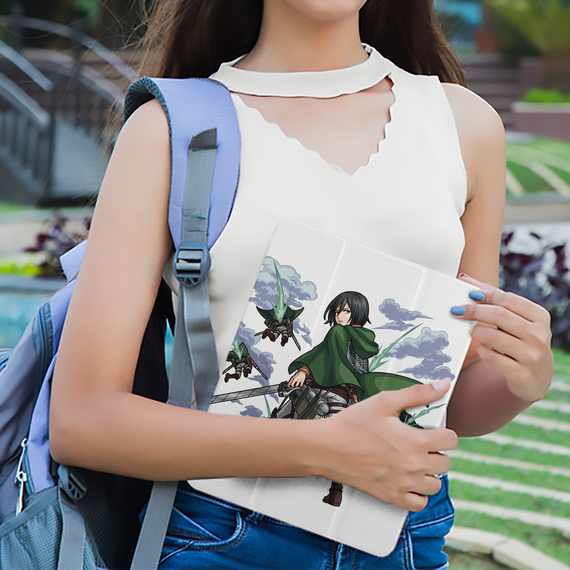 進撃の巨人 ミカサ·アッカーマン Attack on Titan Mikasa Ackerman IPad ケース ペン収納付き 三つ折りスタンド PUレザー×シリコン 対応機種9.5/10.5/10.9インチ