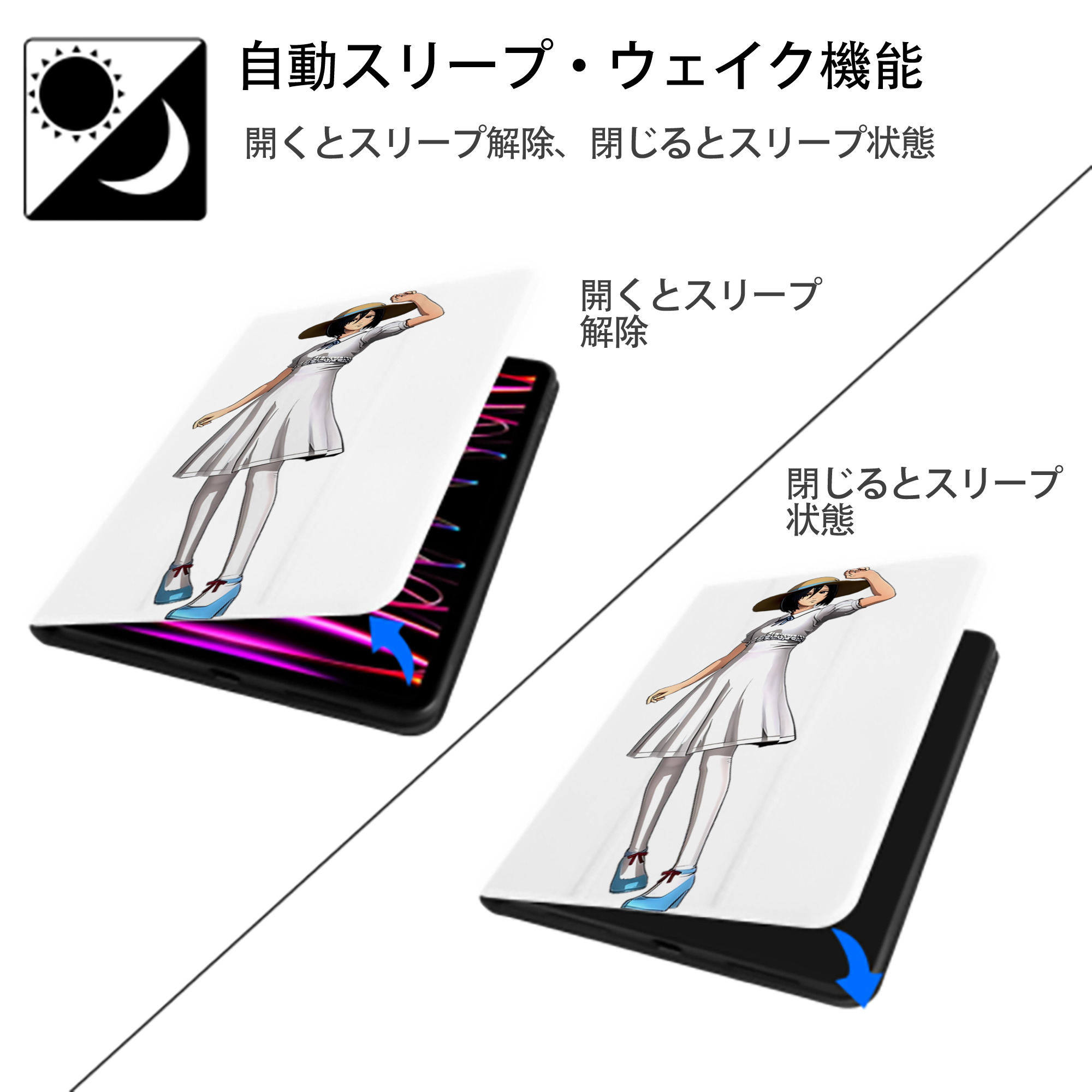 進撃の巨人 ミカサ·アッカーマン Attack on Titan Mikasa Ackerman IPad ケース ペン収納付き 三つ折りスタンド PUレザー×シリコン 対応機種9.5/10.5/10.9インチ