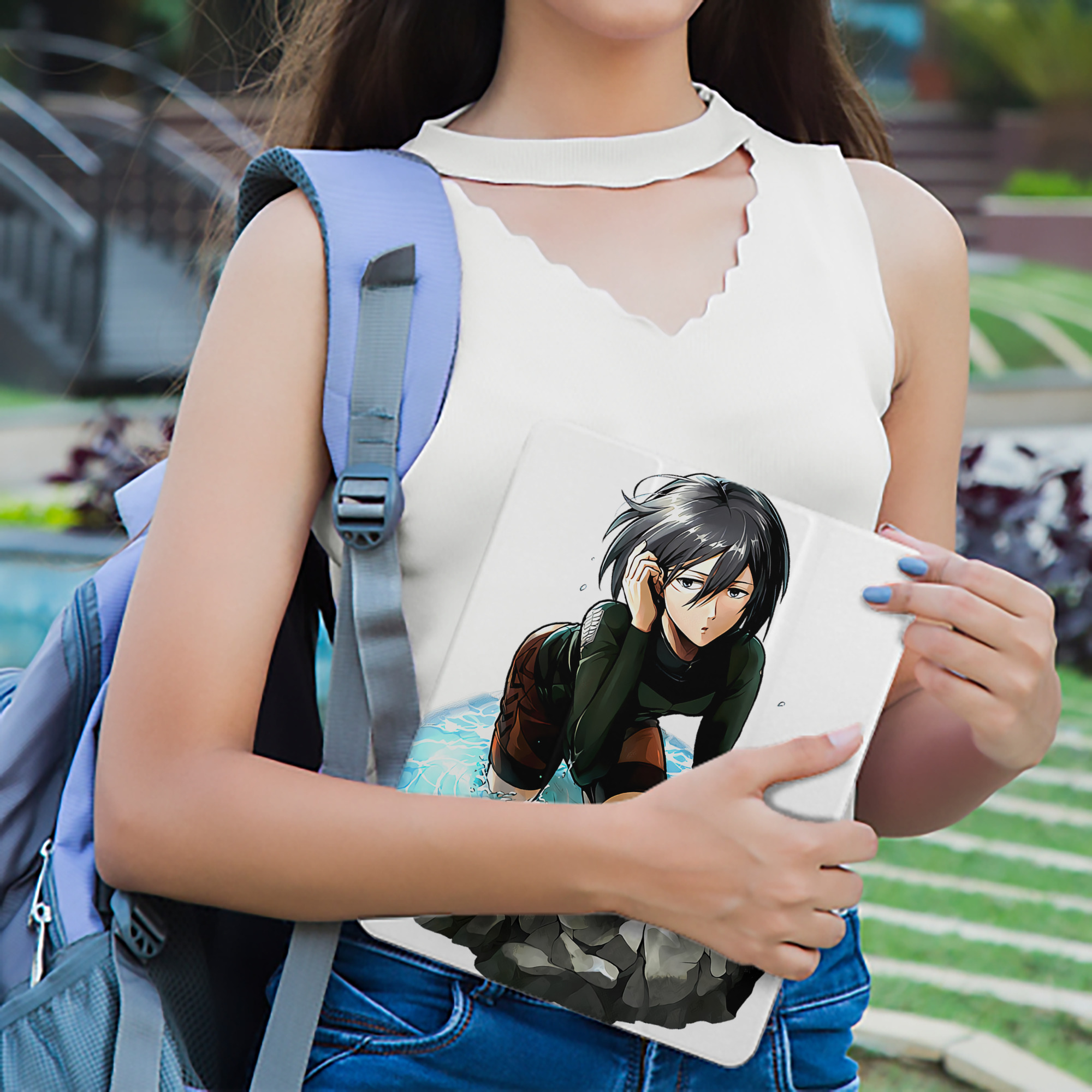 進撃の巨人 ミカサ·アッカーマン Attack on Titan Mikasa Ackerman IPad ケース ペン収納付き 三つ折りスタンド PUレザー×シリコン 対応機種9.5/10.5/10.9インチ