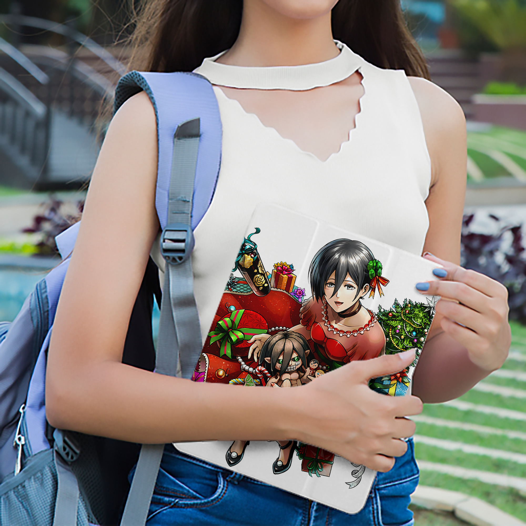 進撃の巨人 ミカサ·アッカーマン Attack on Titan Mikasa Ackerman IPad ケース ペン収納付き 三つ折りスタンド PUレザー×シリコン 対応機種9.5/10.5/10.9インチ