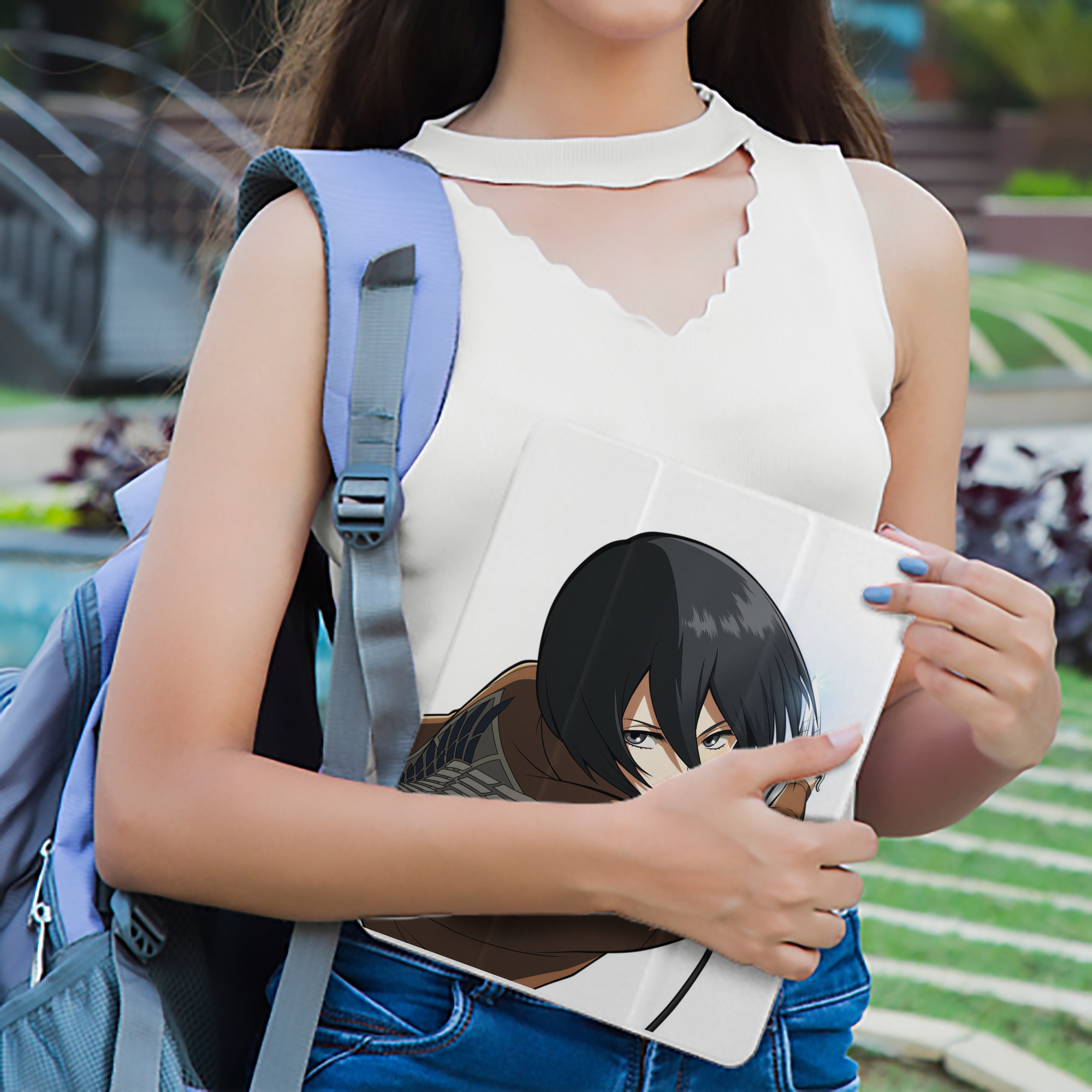 進撃の巨人 ミカサ·アッカーマン Attack on Titan Mikasa Ackerman IPad ケース ペン収納付き 三つ折りスタンド PUレザー×シリコン 対応機種9.5/10.5/10.9インチ