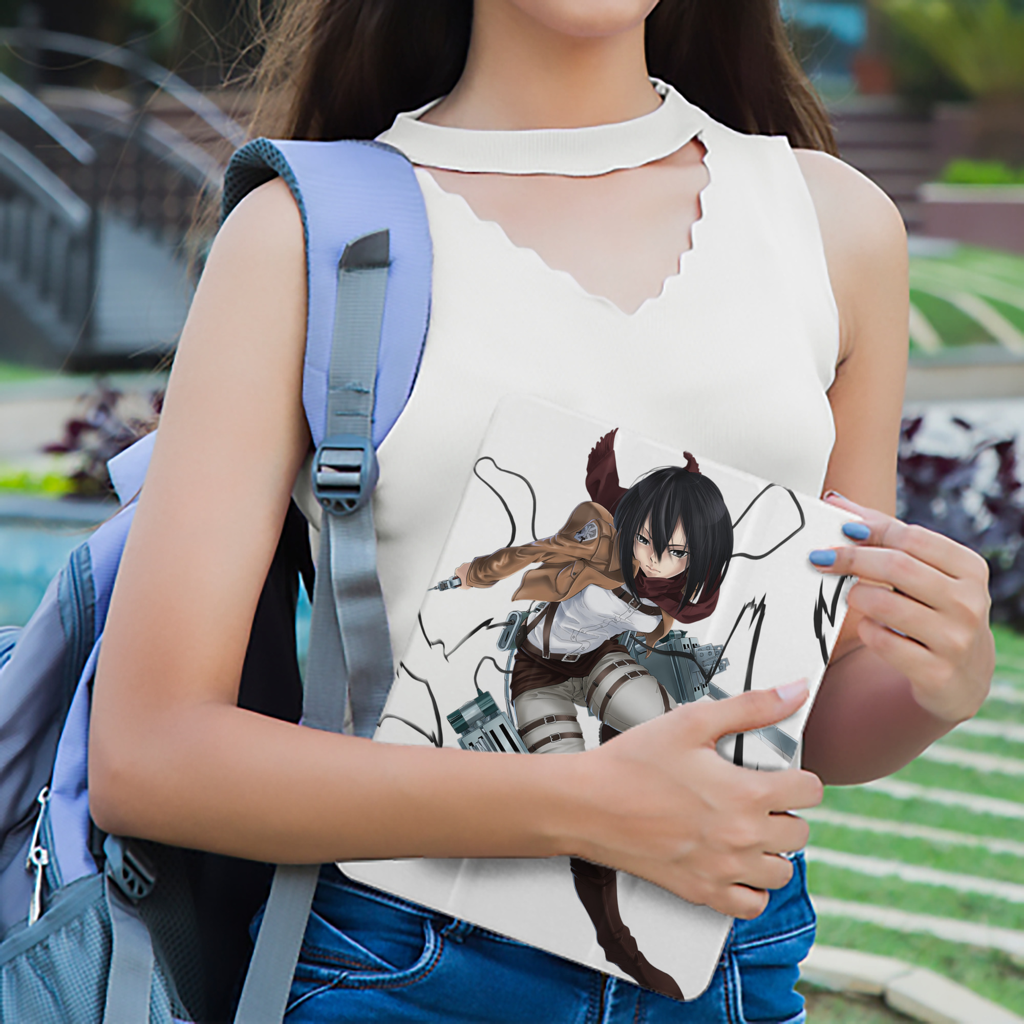 進撃の巨人 ミカサ·アッカーマン Attack on Titan Mikasa Ackerman IPad ケース ペン収納付き 三つ折りスタンド PUレザー×シリコン 対応機種9.5/10.5/10.9インチ