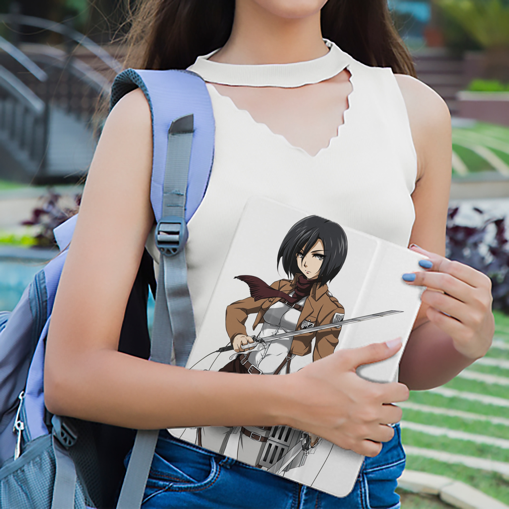進撃の巨人 ミカサ·アッカーマン Attack on Titan Mikasa Ackerman IPad ケース ペン収納付き 三つ折りスタンド PUレザー×シリコン 対応機種9.5/10.5/10.9インチ