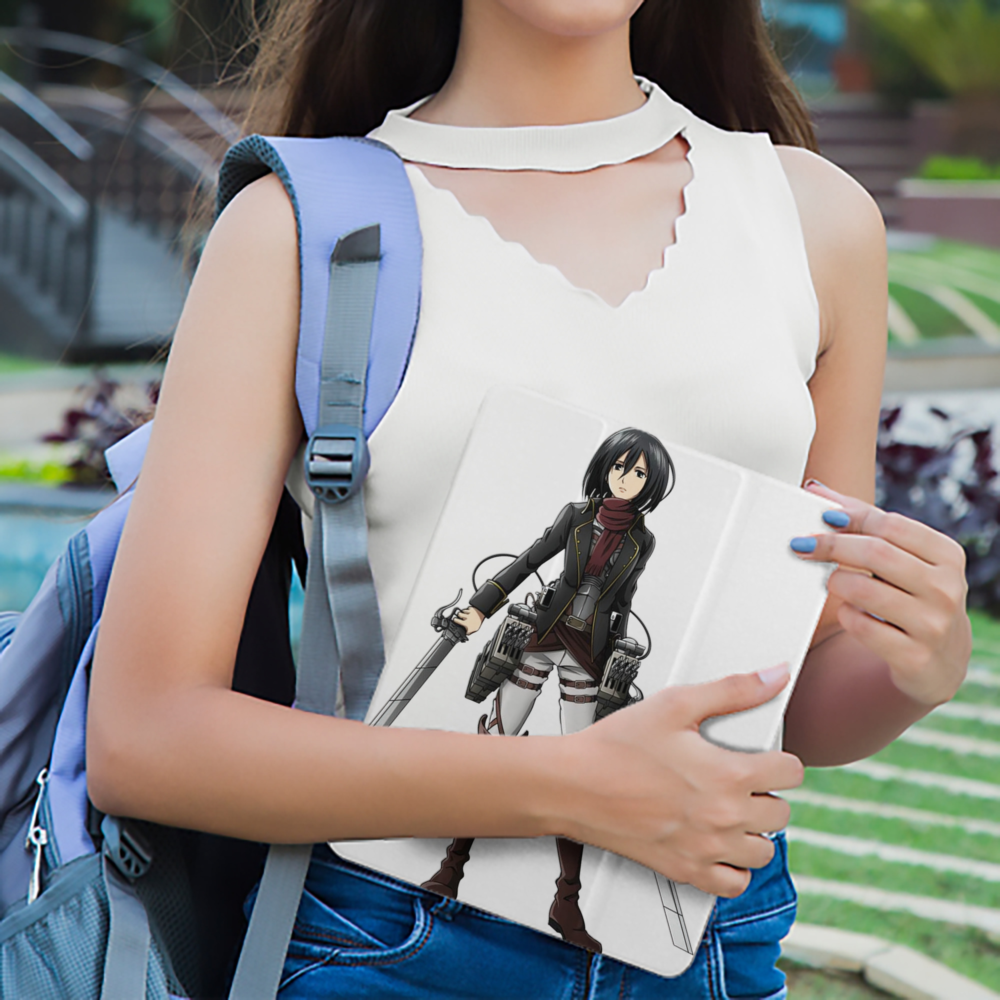 進撃の巨人 ミカサ·アッカーマン Attack on Titan Mikasa Ackerman IPad ケース ペン収納付き 三つ折りスタンド PUレザー×シリコン 対応機種9.5/10.5/10.9インチ