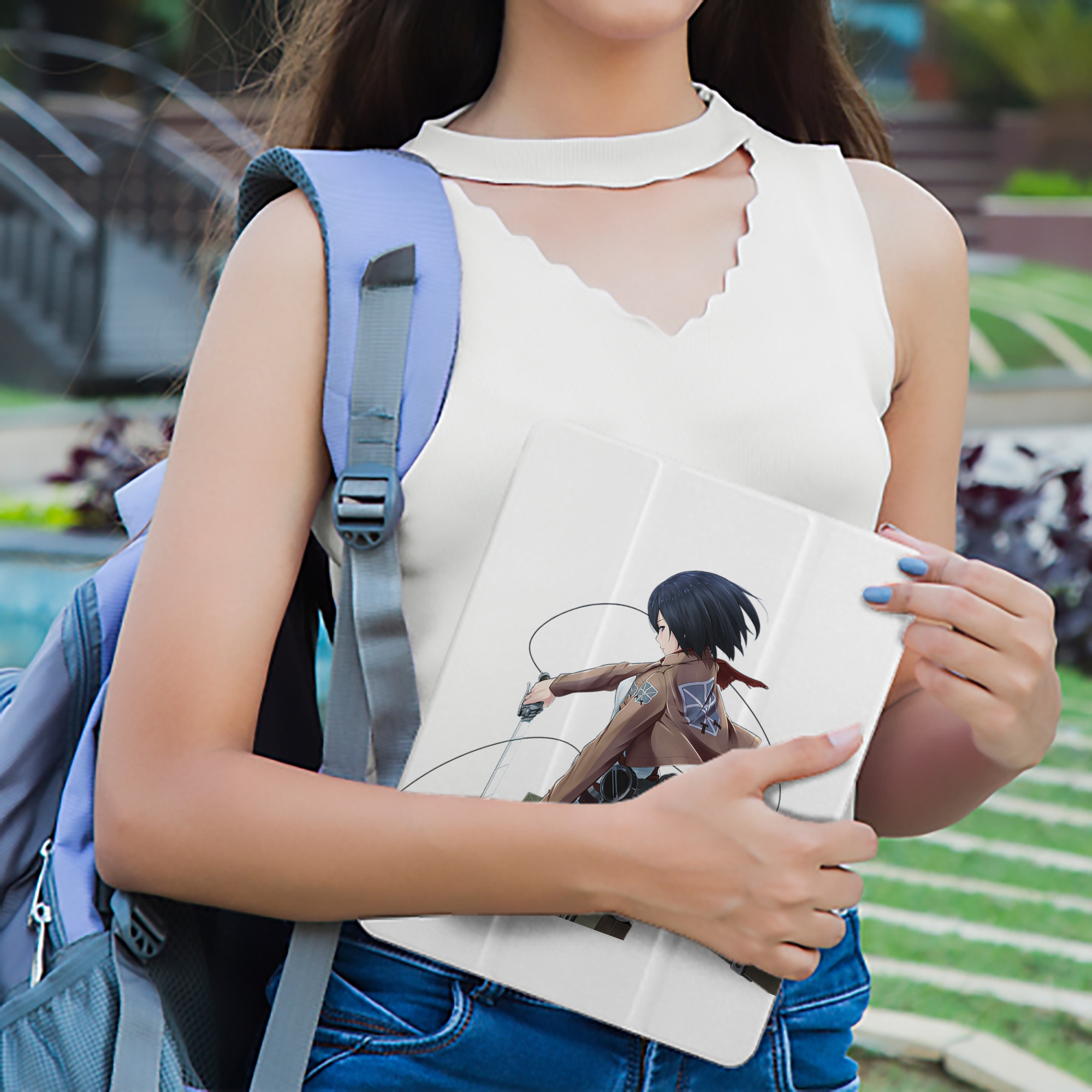 進撃の巨人 ミカサ·アッカーマン Attack on Titan Mikasa Ackerman IPad ケース ペン収納付き 三つ折りスタンド PUレザー×シリコン 対応機種9.5/10.5/10.9インチ
