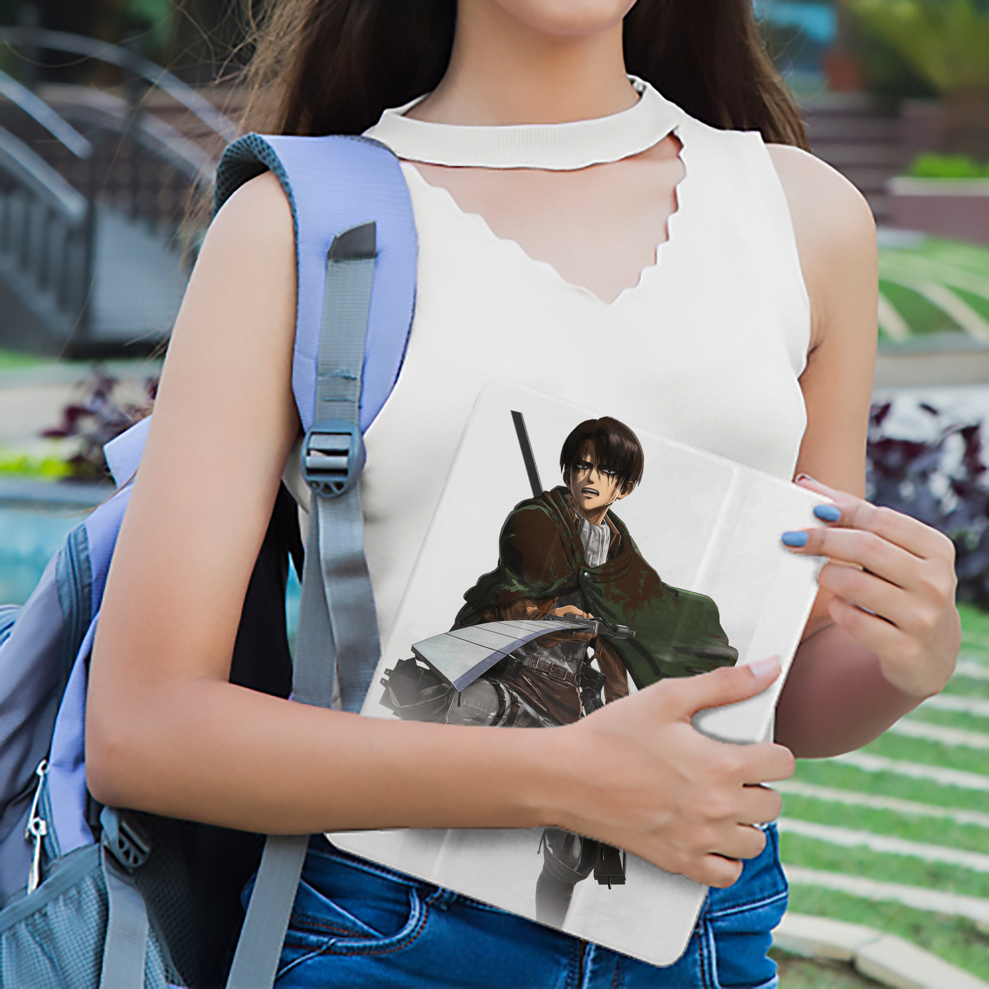 進撃の巨人 リヴァイ·アッカーマン Attack on Titan Levi Ackerman IPad ケース ペン収納付き 三つ折りスタンド PUレザー×シリコン 対応機種9.5/10.5/10.9インチ