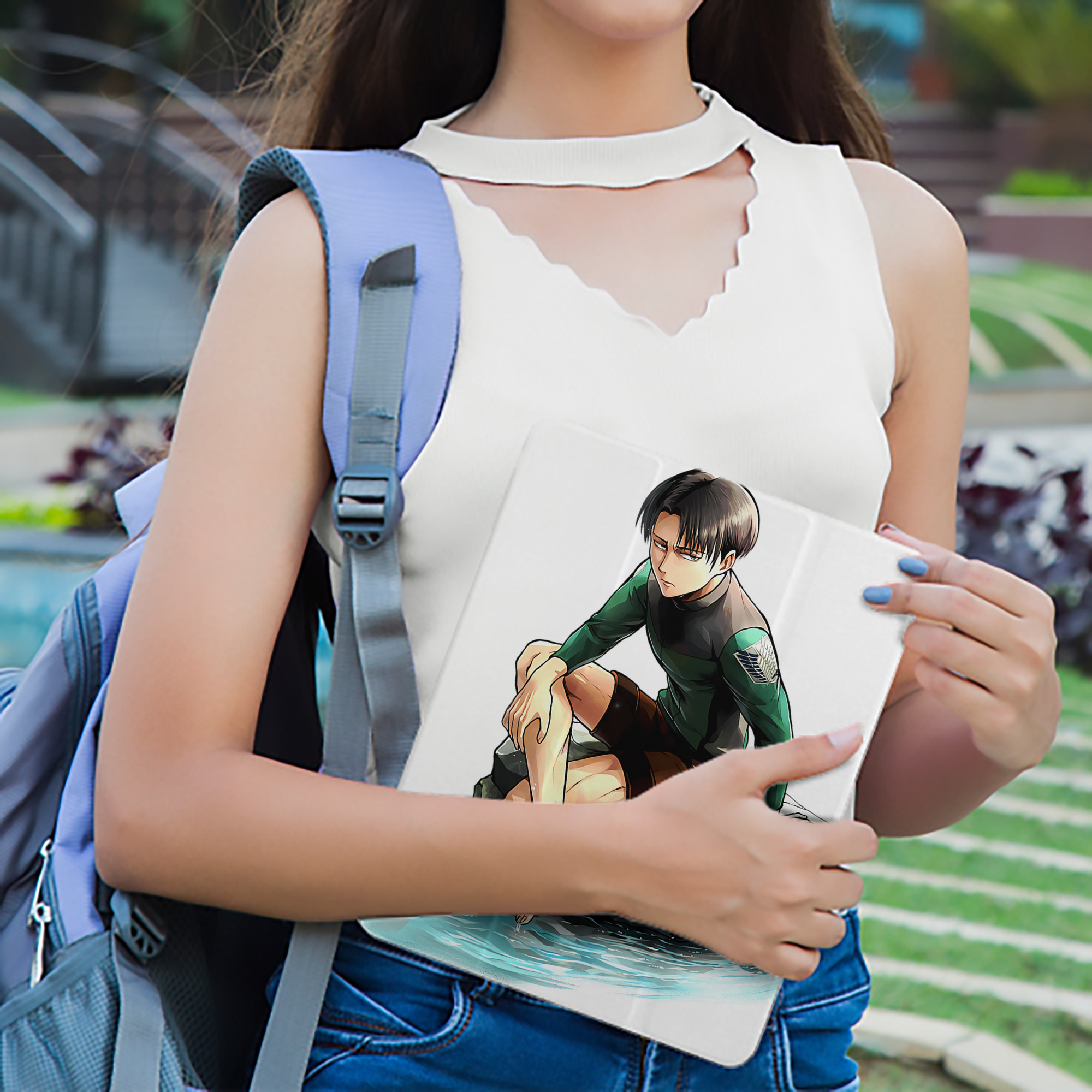 進撃の巨人 リヴァイ·アッカーマン Attack on Titan Levi Ackerman IPad ケース ペン収納付き 三つ折りスタンド PUレザー×シリコン 対応機種9.5/10.5/10.9インチ