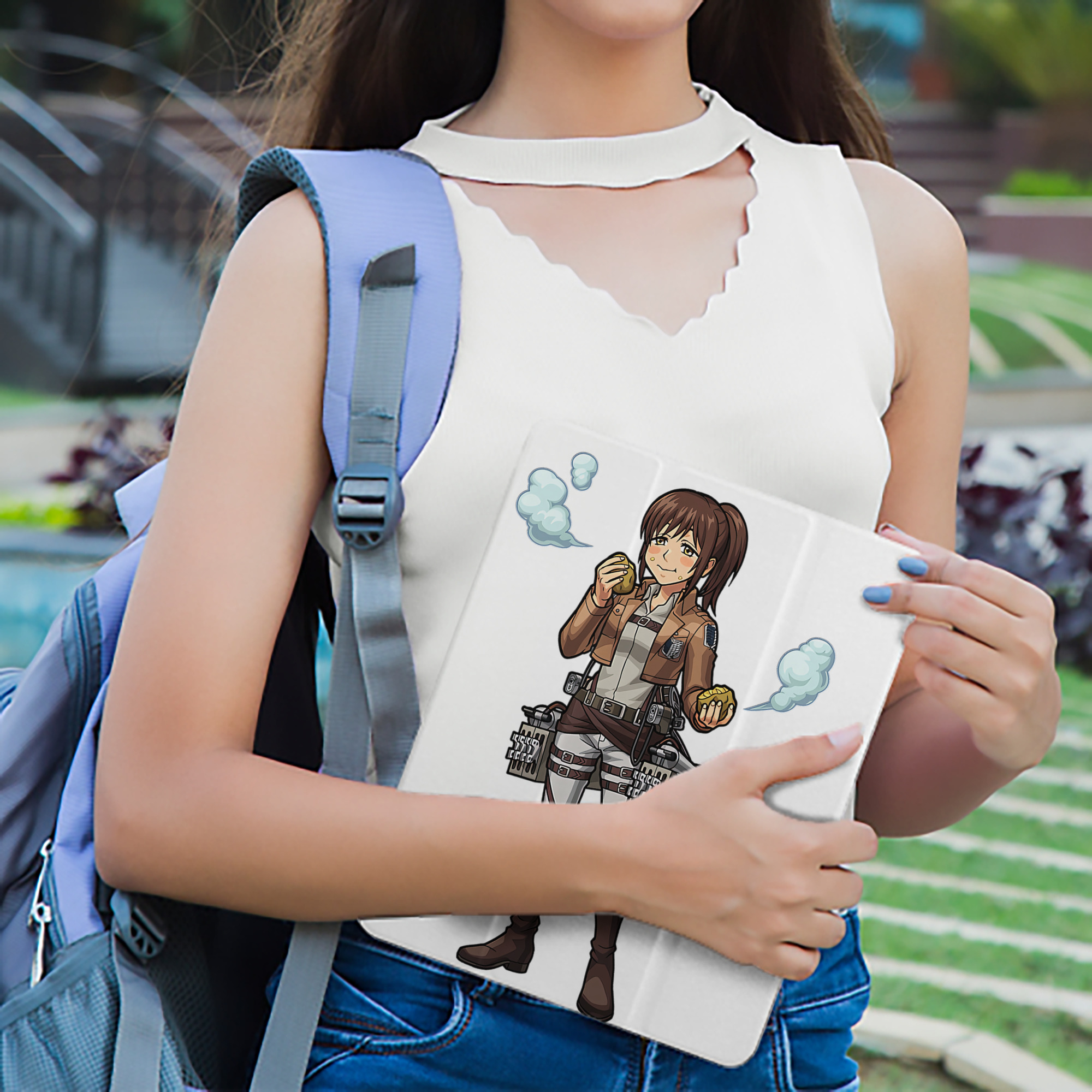 進撃の巨人 サシャ·ブラウス Attack on Titan Sasha Blaus IPad ケース ペン収納付き 三つ折りスタンド PUレザー×シリコン 対応機種9.5/10.5/10.9インチ
