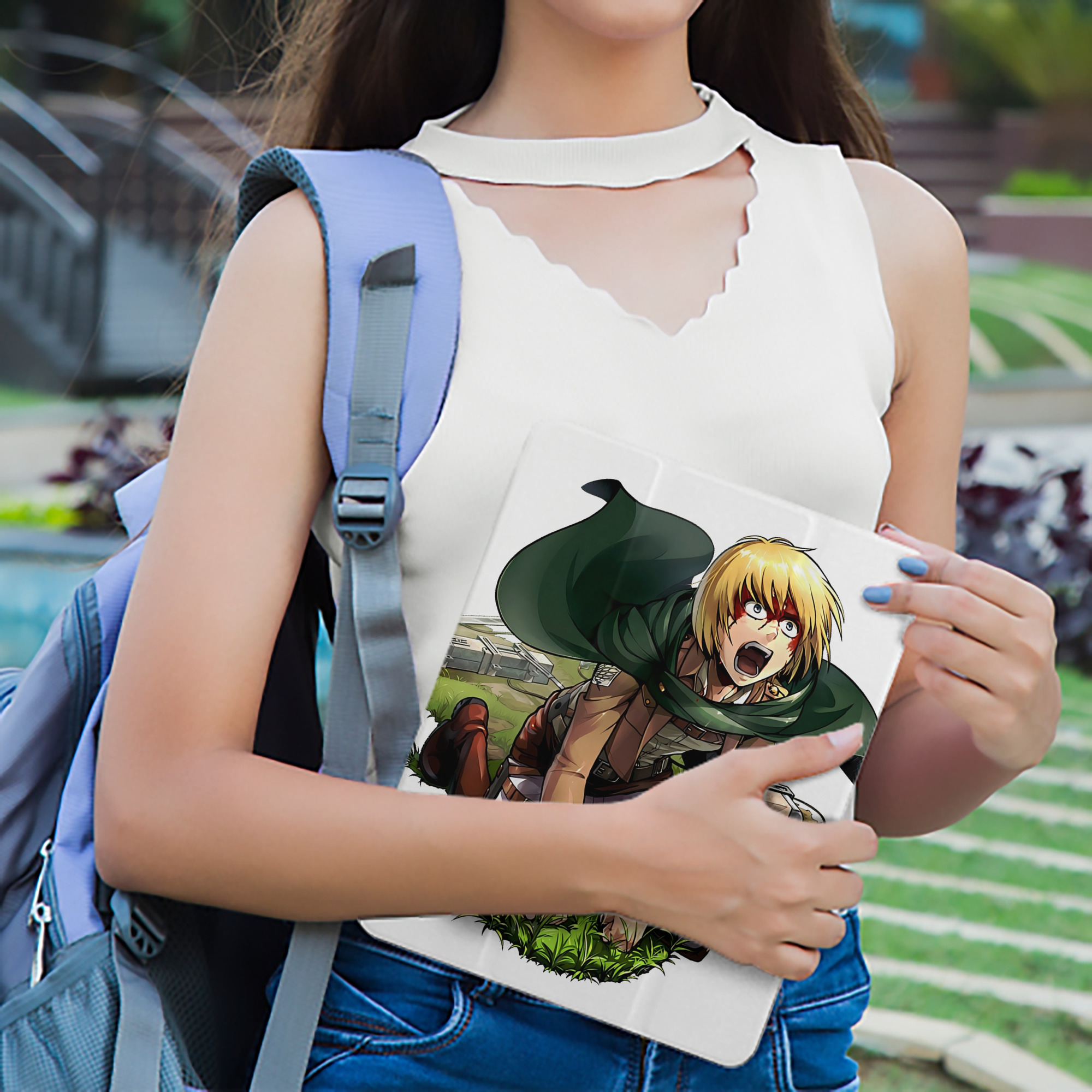 進撃の巨人 アルミン·アルレルト Attack on Titan Armin Arlert IPad ケース ペン収納付き 三つ折りスタンド PUレザー×シリコン 対応機種9.5/10.5/10.9インチ