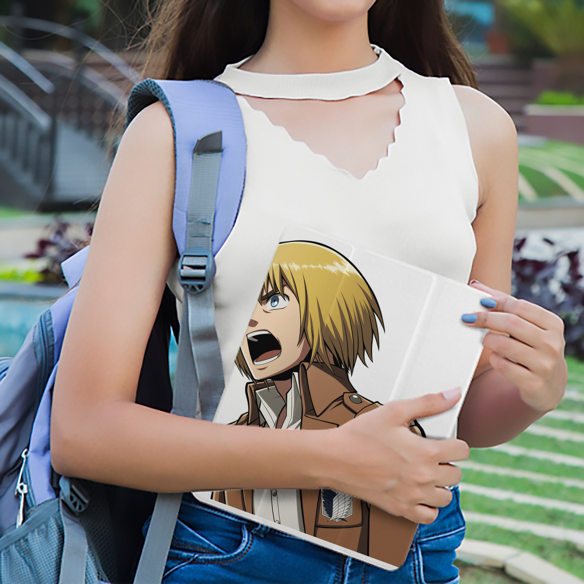進撃の巨人 アルミン·アルレルト Attack on Titan Armin Arlert IPad ケース ペン収納付き 三つ折りスタンド PUレザー×シリコン 対応機種9.5/10.5/10.9インチ