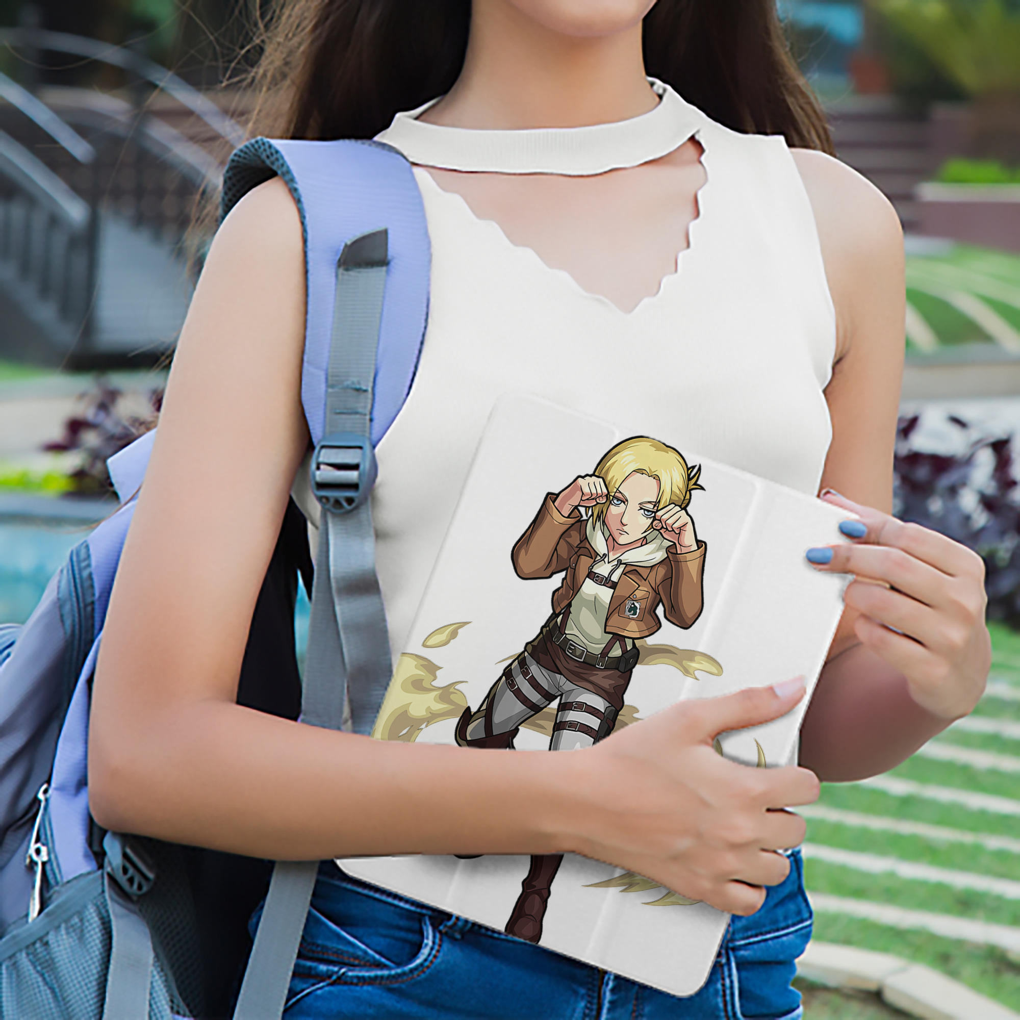 進撃の巨人 アニ・レオンハート Attack on Titan Annie Leonhart IPad ケース ペン収納付き 三つ折りスタンド PUレザー×シリコン 対応機種9.5/10.5/10.9インチ
