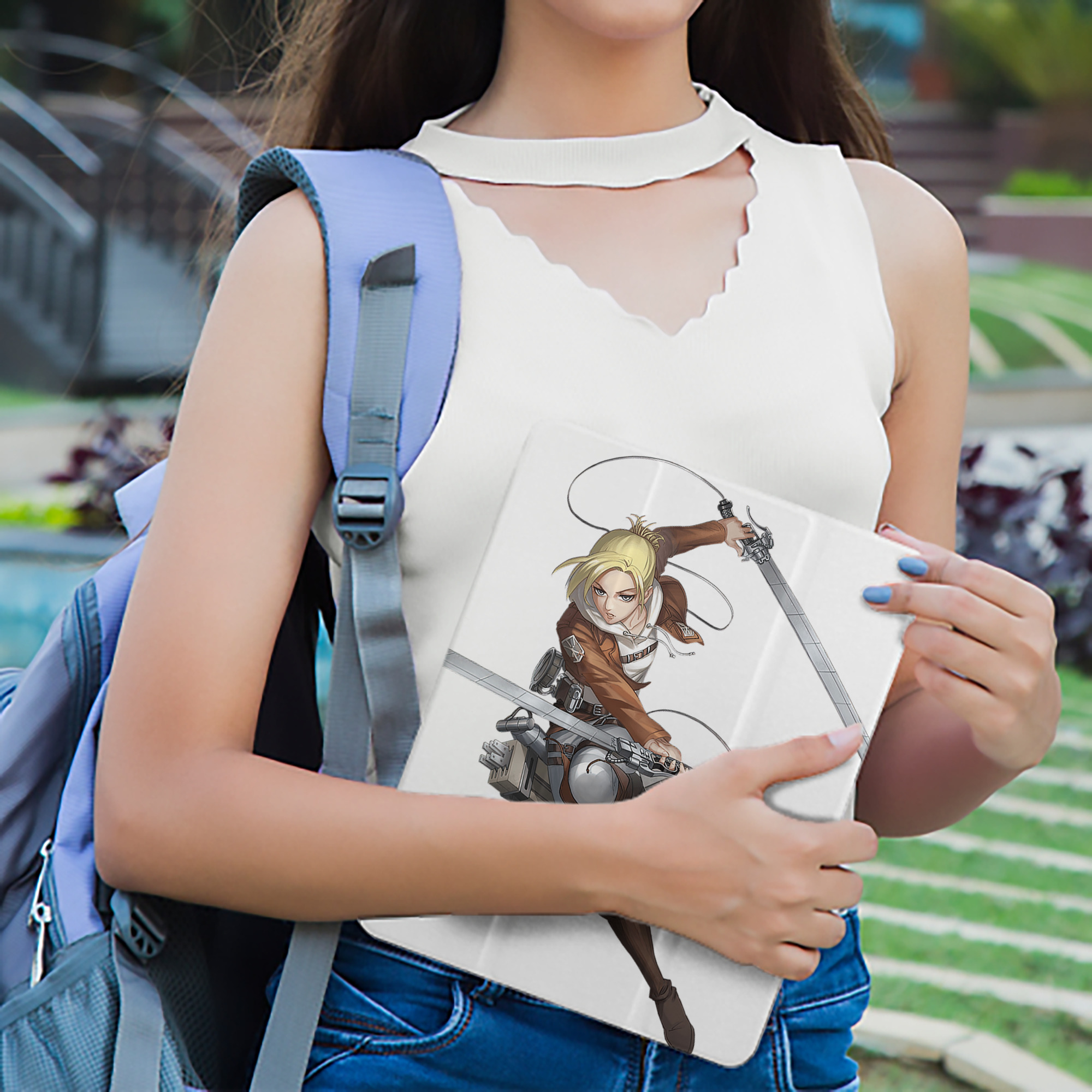 進撃の巨人 アニ・レオンハート Attack on Titan Annie Leonhart IPad ケース ペン収納付き 三つ折りスタンド PUレザー×シリコン 対応機種9.5/10.5/10.9インチ