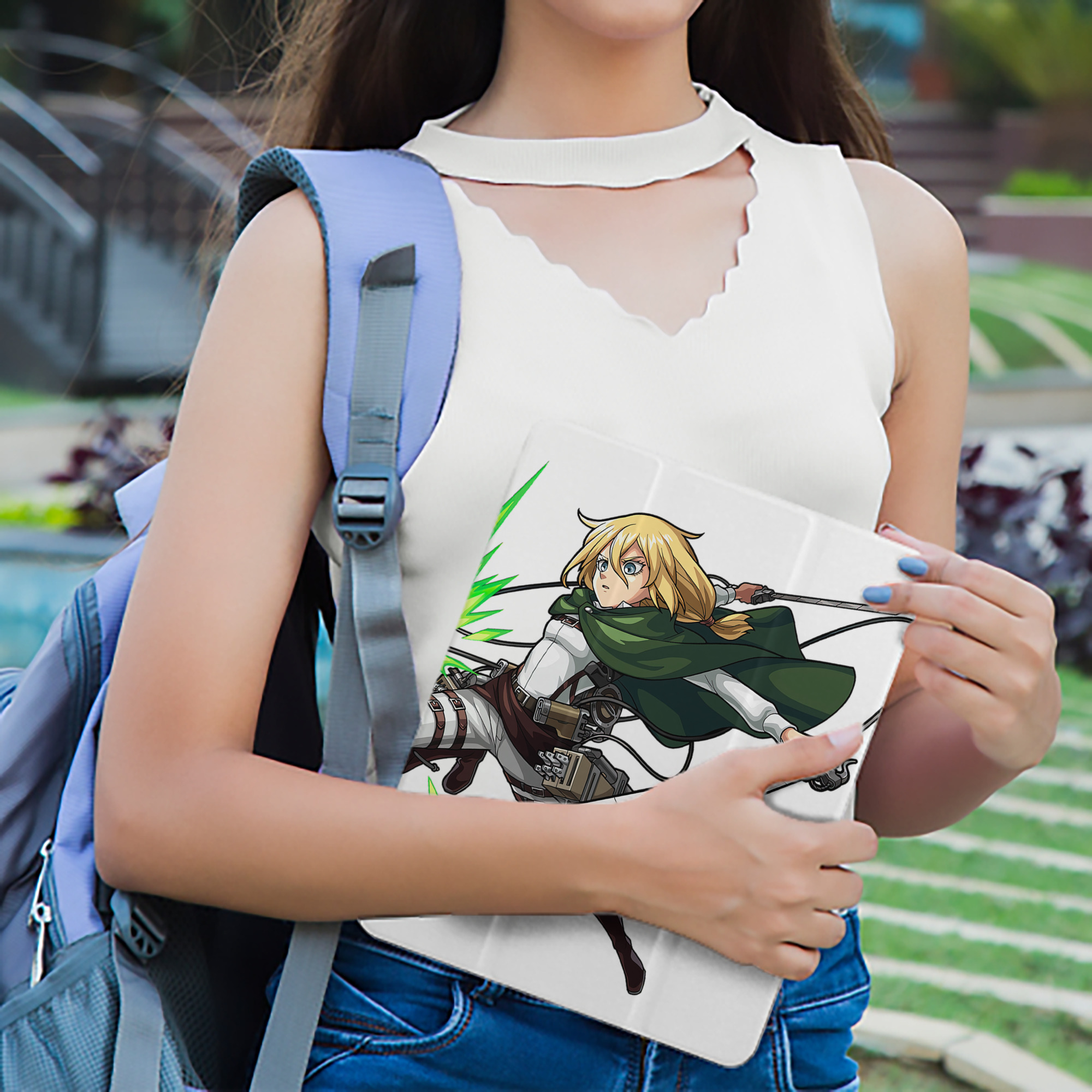進撃の巨人 クリスタ·レンズ Attack on Titan Christa Lenz IPad ケース ペン収納付き 三つ折りスタンド PUレザー×シリコン 対応機種9.5/10.5/10.9インチ