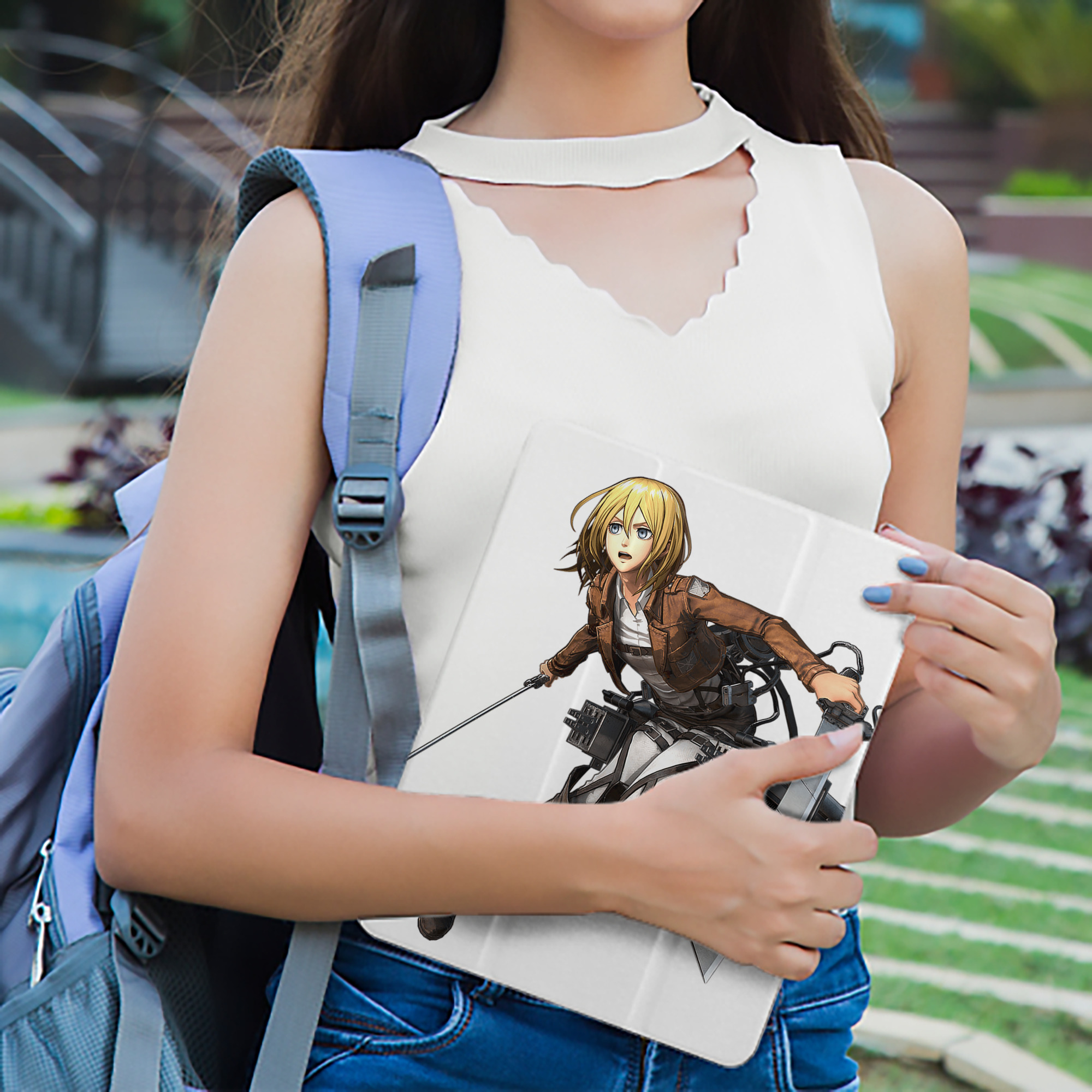 進撃の巨人 クリスタ·レンズ Attack on Titan Christa Lenz IPad ケース ペン収納付き 三つ折りスタンド PUレザー×シリコン 対応機種9.5/10.5/10.9インチ