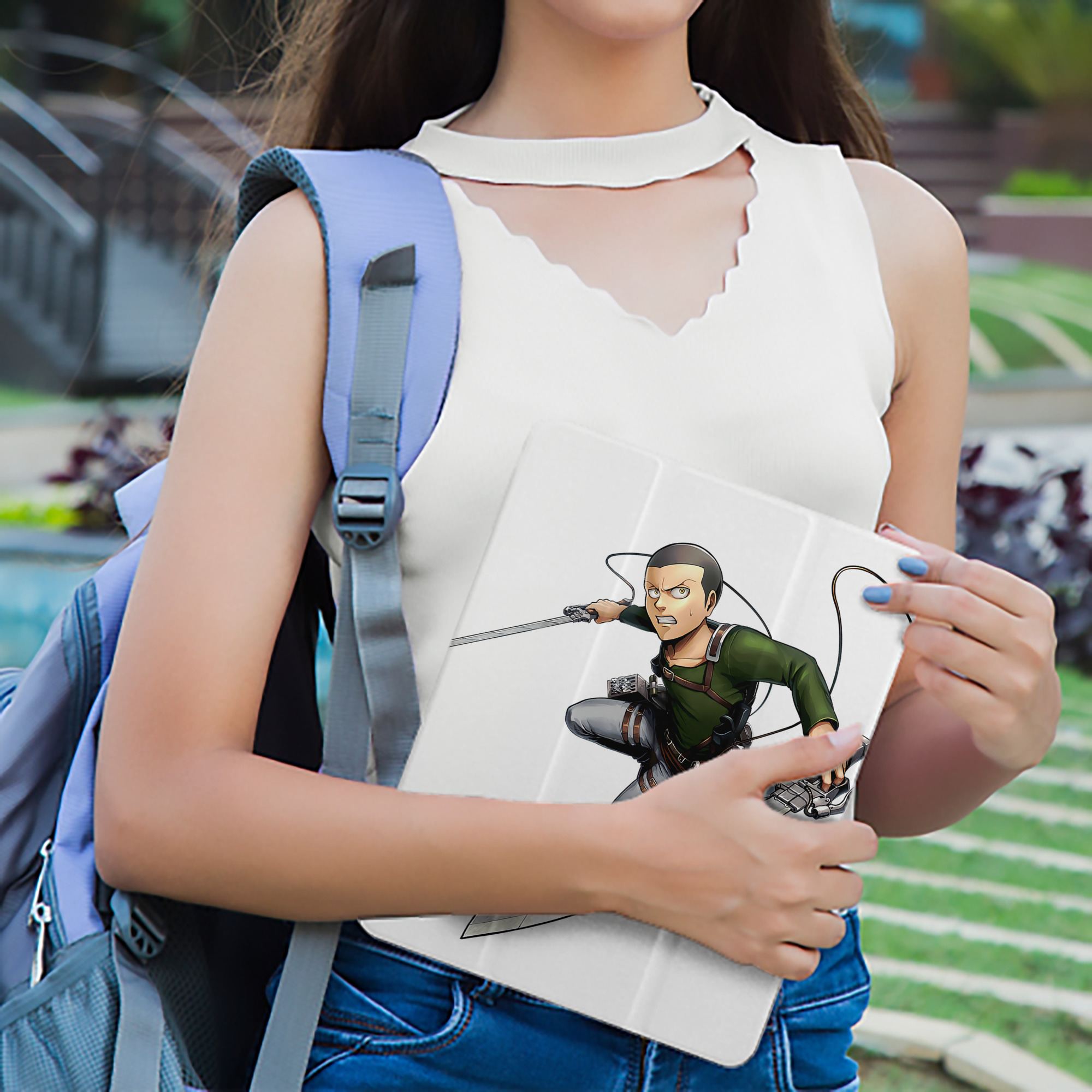 進撃の巨人 コニー·スプリンガー Attack on Titan Connie Springer IPad ケース ペン収納付き 三つ折りスタンド PUレザー×シリコン 対応機種9.5/10.5/10.9インチ