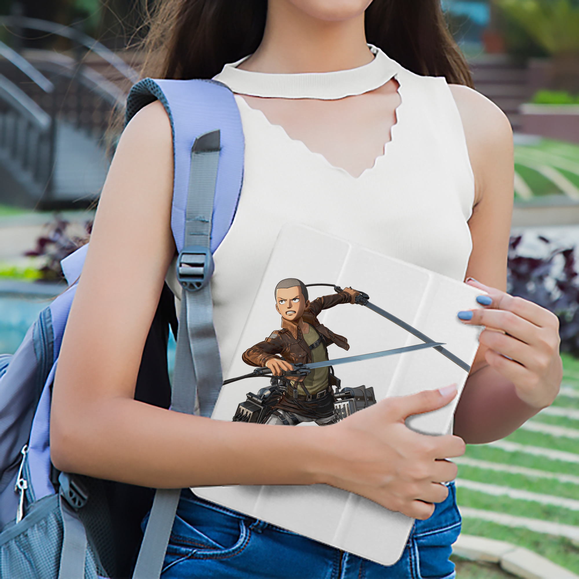 進撃の巨人 コニー·スプリンガー Attack on Titan Connie Springer IPad ケース ペン収納付き 三つ折りスタンド PUレザー×シリコン 対応機種9.5/10.5/10.9インチ