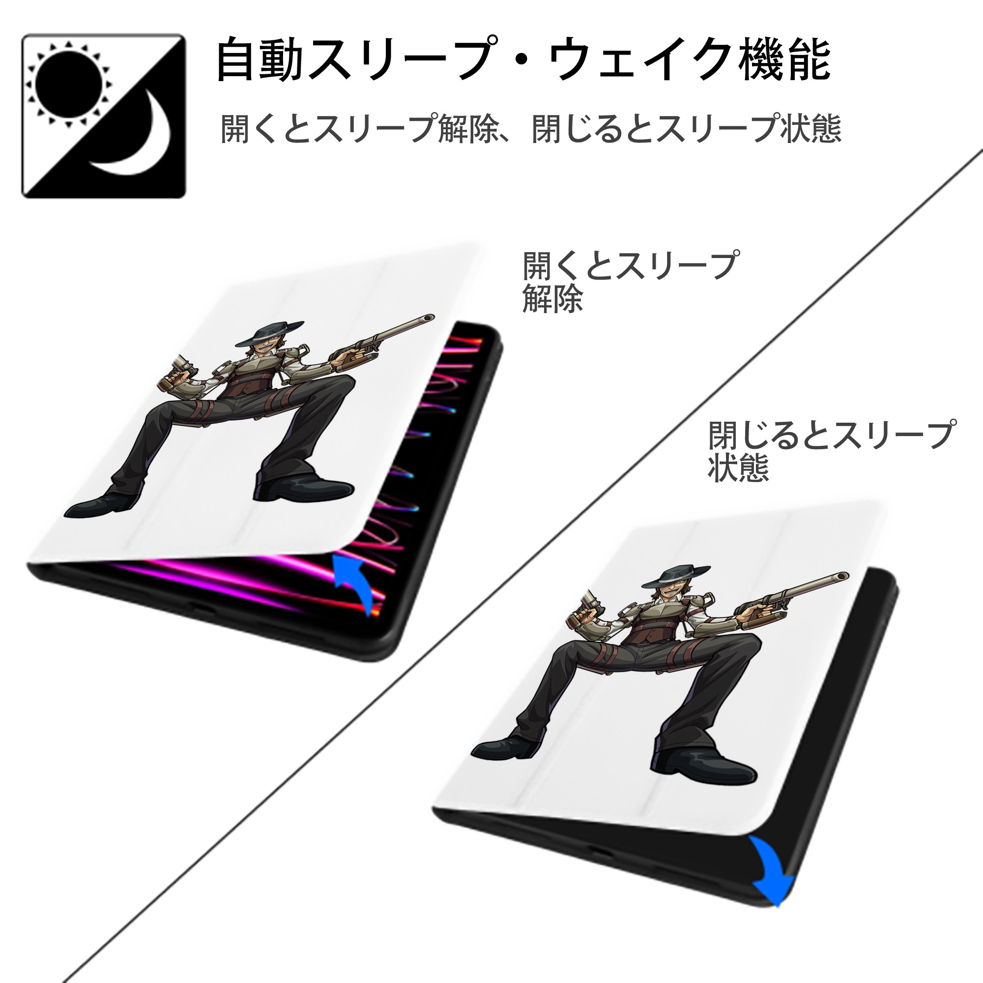 進撃の巨人 ケニー·アッカーマン Attack on Titan Kenny Ackerman IPad ケース ペン収納付き 三つ折りスタンド PUレザー×シリコン 対応機種9.5/10.5/10.9インチ