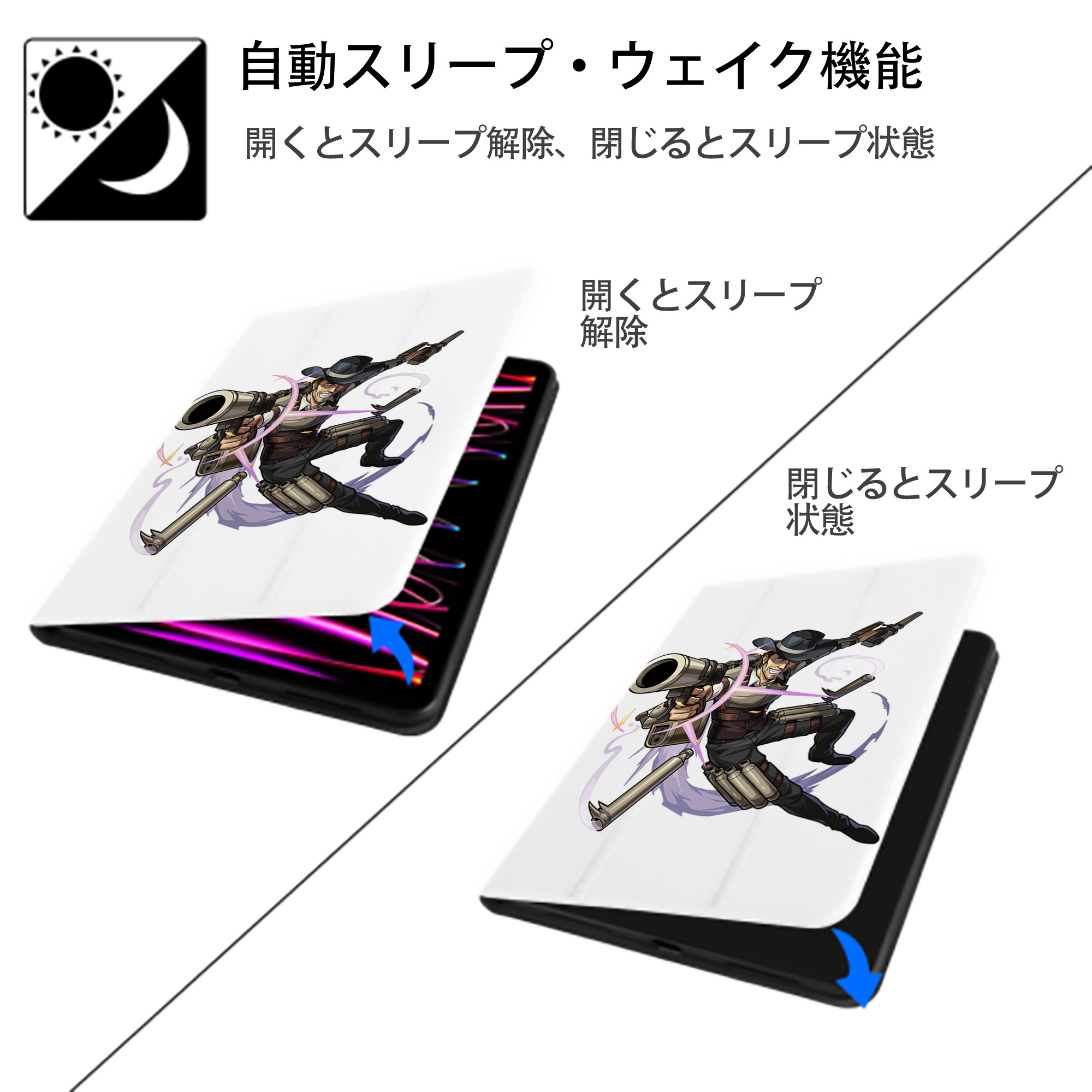 進撃の巨人 ケニー·アッカーマン Attack on Titan Kenny Ackerman IPad ケース ペン収納付き 三つ折りスタンド PUレザー×シリコン 対応機種9.5/10.5/10.9インチ