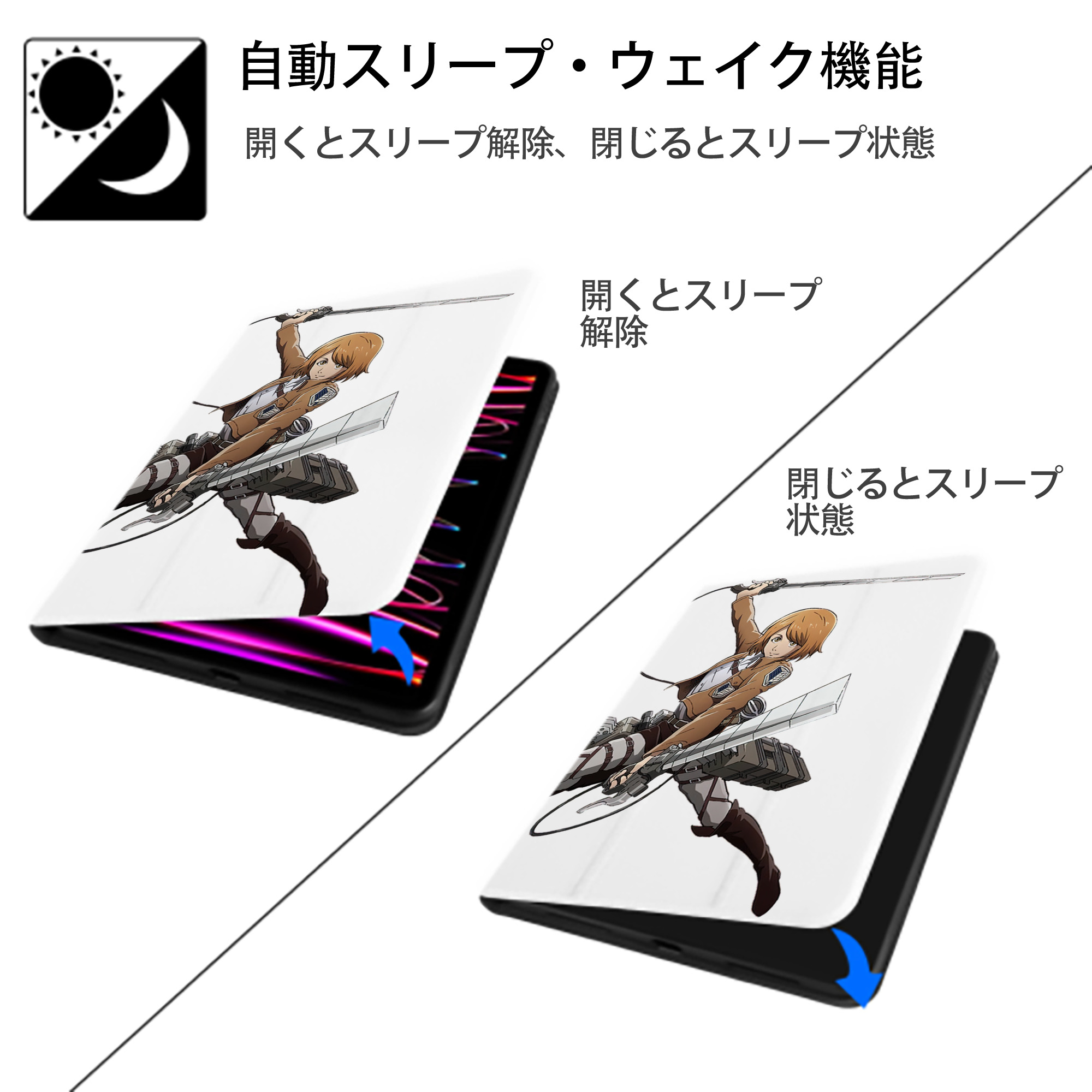 進撃の巨人 ペトラ·ラル Attack on Titan Petra Rall IPad ケース ペン収納付き 三つ折りスタンド PUレザー×シリコン 対応機種9.5/10.5/10.9インチ