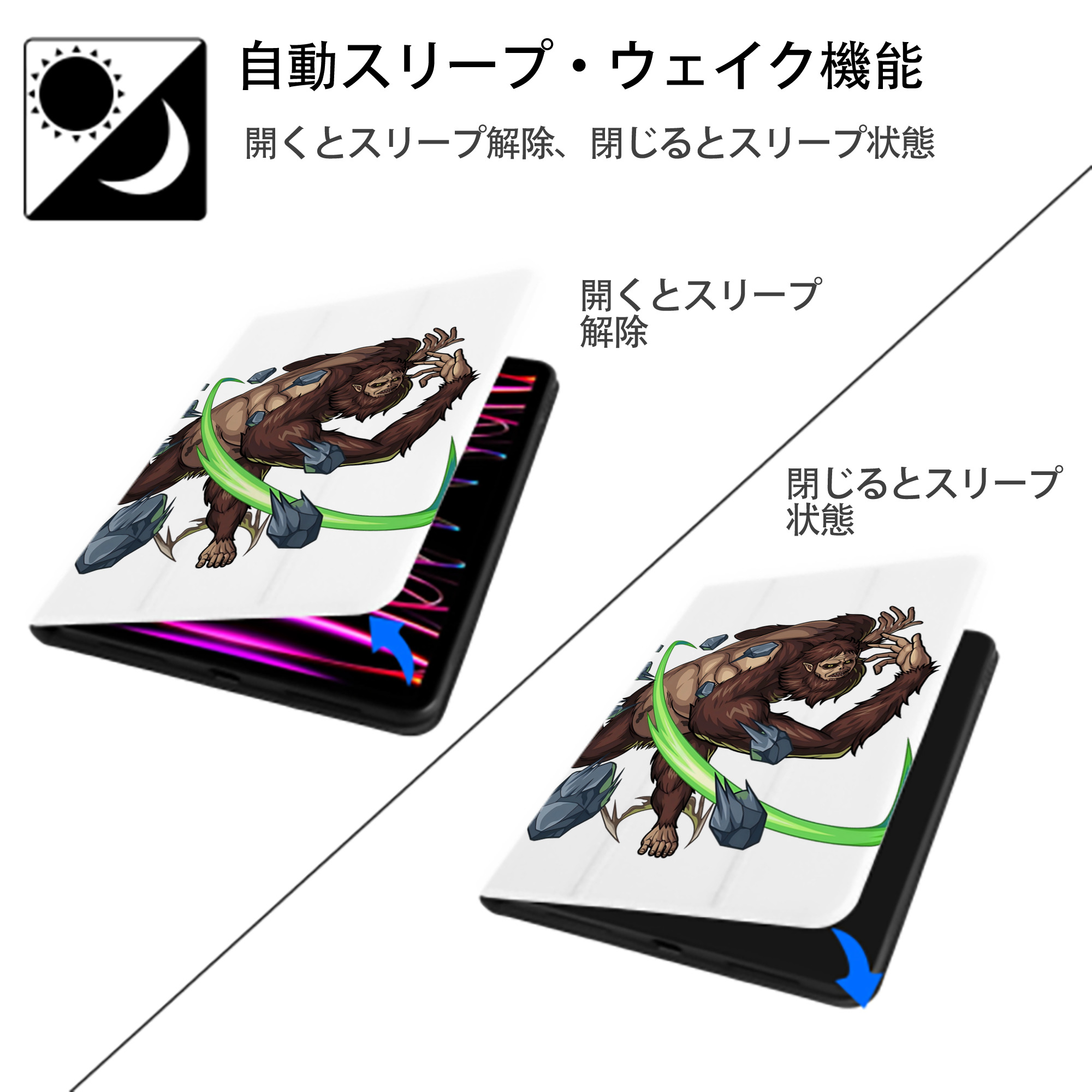進撃の巨人 Attack on Titan IPad ケース ペン収納付き 三つ折りスタンド PUレザー×シリコン 対応機種9.5/10.5/10.9インチ