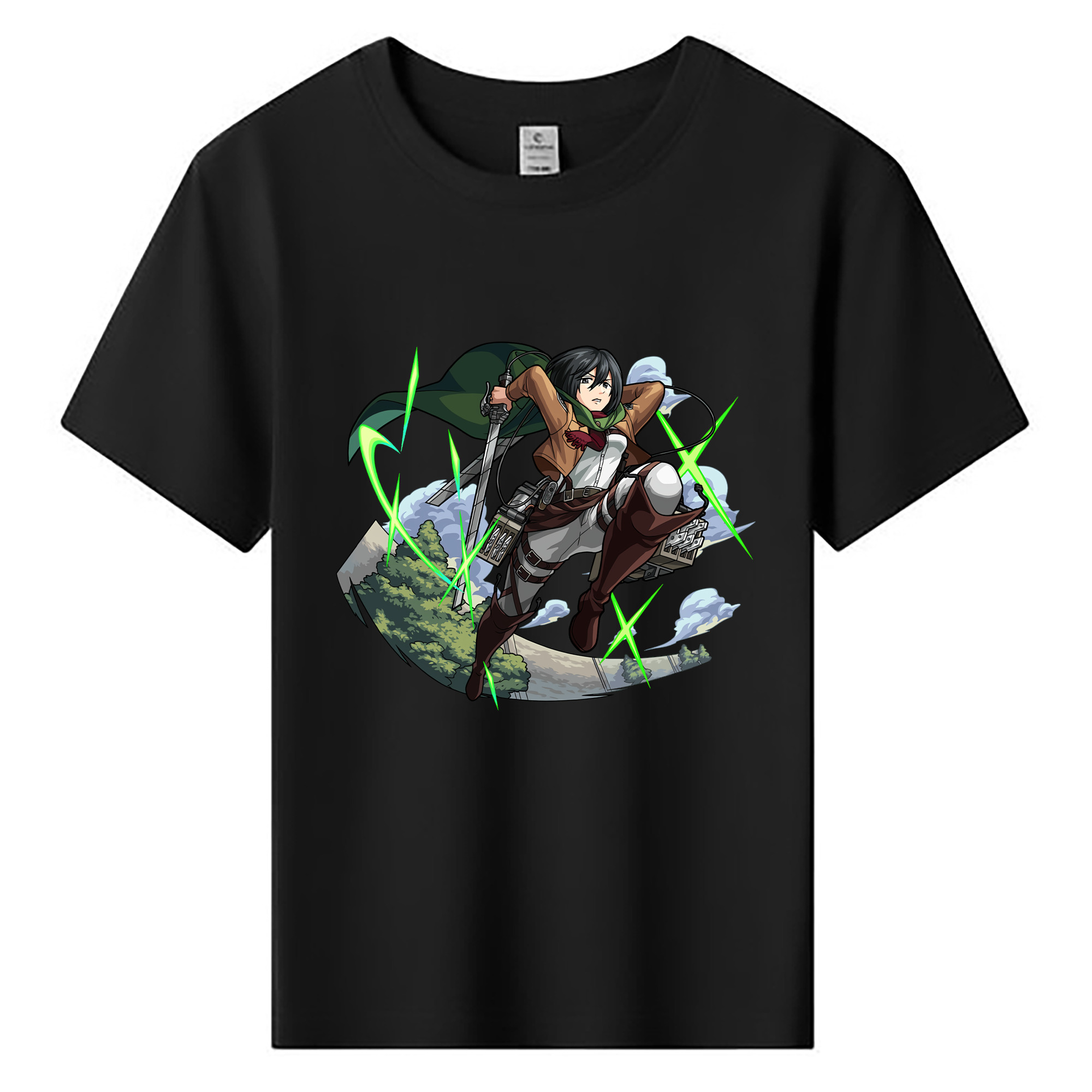 （画像用） 進撃の巨人 ミカサ·アッカーマン Attack on Titan Mikasa Ackerman 綿100％キッズTシャツ（フロントプリント）