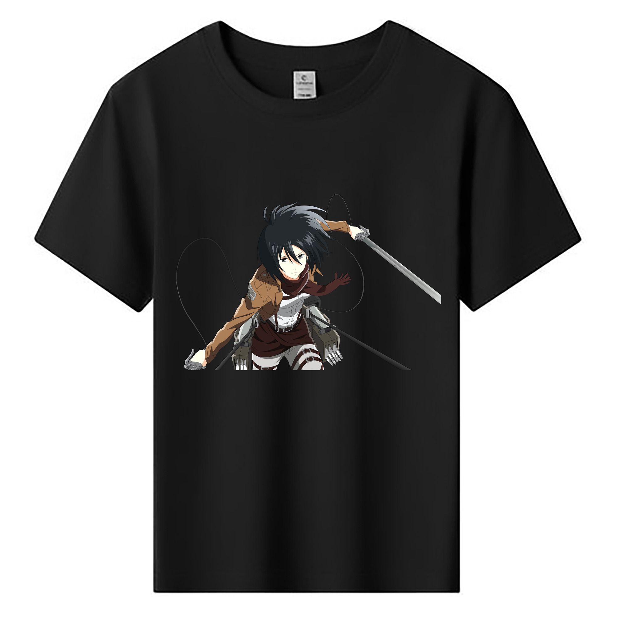 （画像用） 進撃の巨人 ミカサ·アッカーマン Attack on Titan Mikasa Ackerman 綿100％キッズTシャツ（フロントプリント）