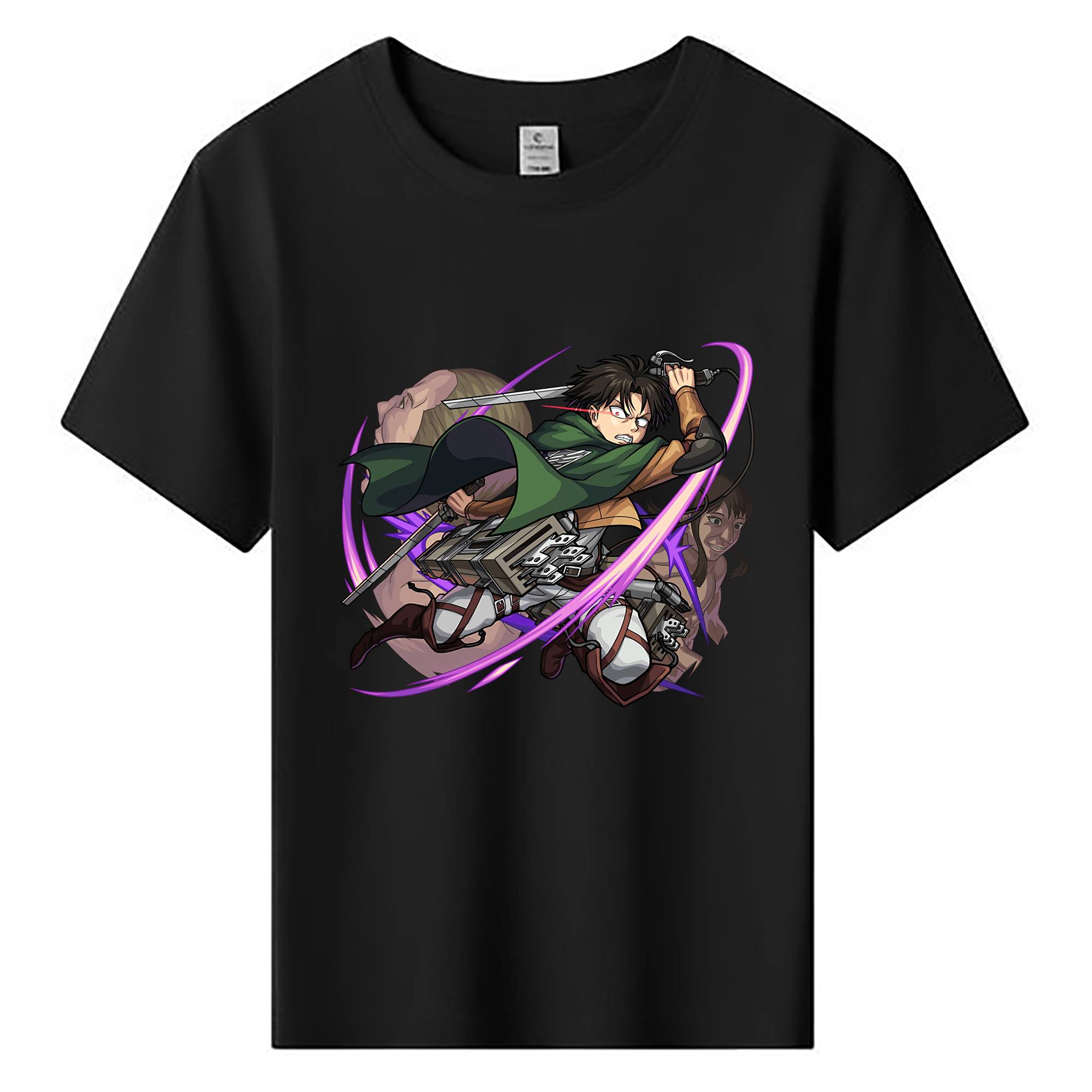 （画像用） 進撃の巨人 リヴァイ·アッカーマン Attack on Titan Levi Ackerman 綿100％キッズTシャツ（フロントプリント）