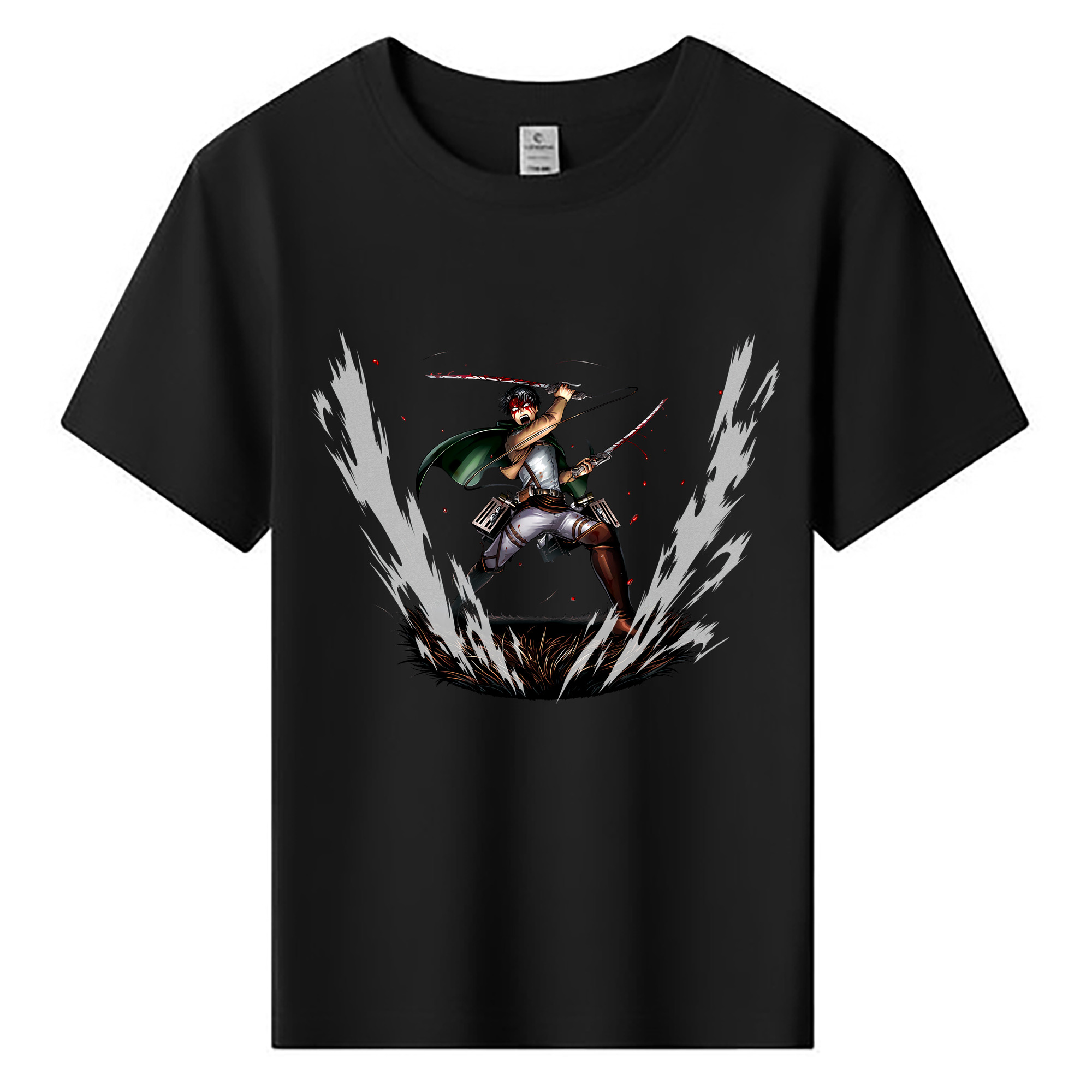（画像用） 進撃の巨人 リヴァイ·アッカーマン Attack on Titan Levi Ackerman 綿100％キッズTシャツ（フロントプリント）