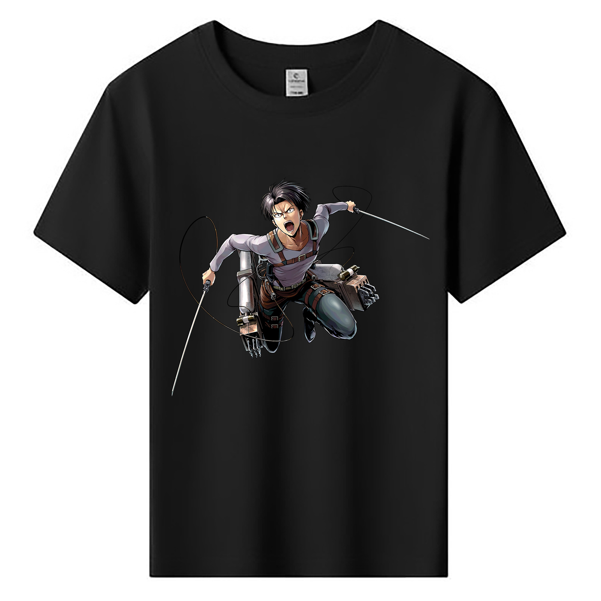 （画像用） 進撃の巨人 リヴァイ·アッカーマン Attack on Titan Levi Ackerman 綿100％キッズTシャツ（フロントプリント）