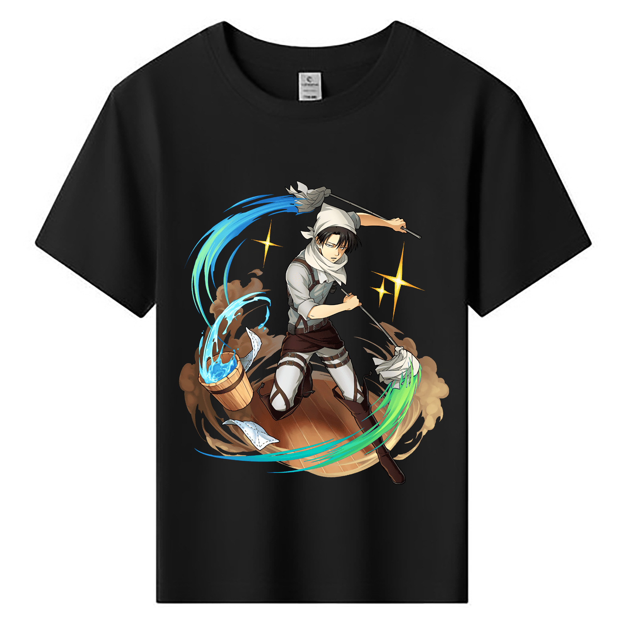 （画像用） 進撃の巨人 リヴァイ·アッカーマン Attack on Titan Levi Ackerman 綿100％キッズTシャツ（フロントプリント）