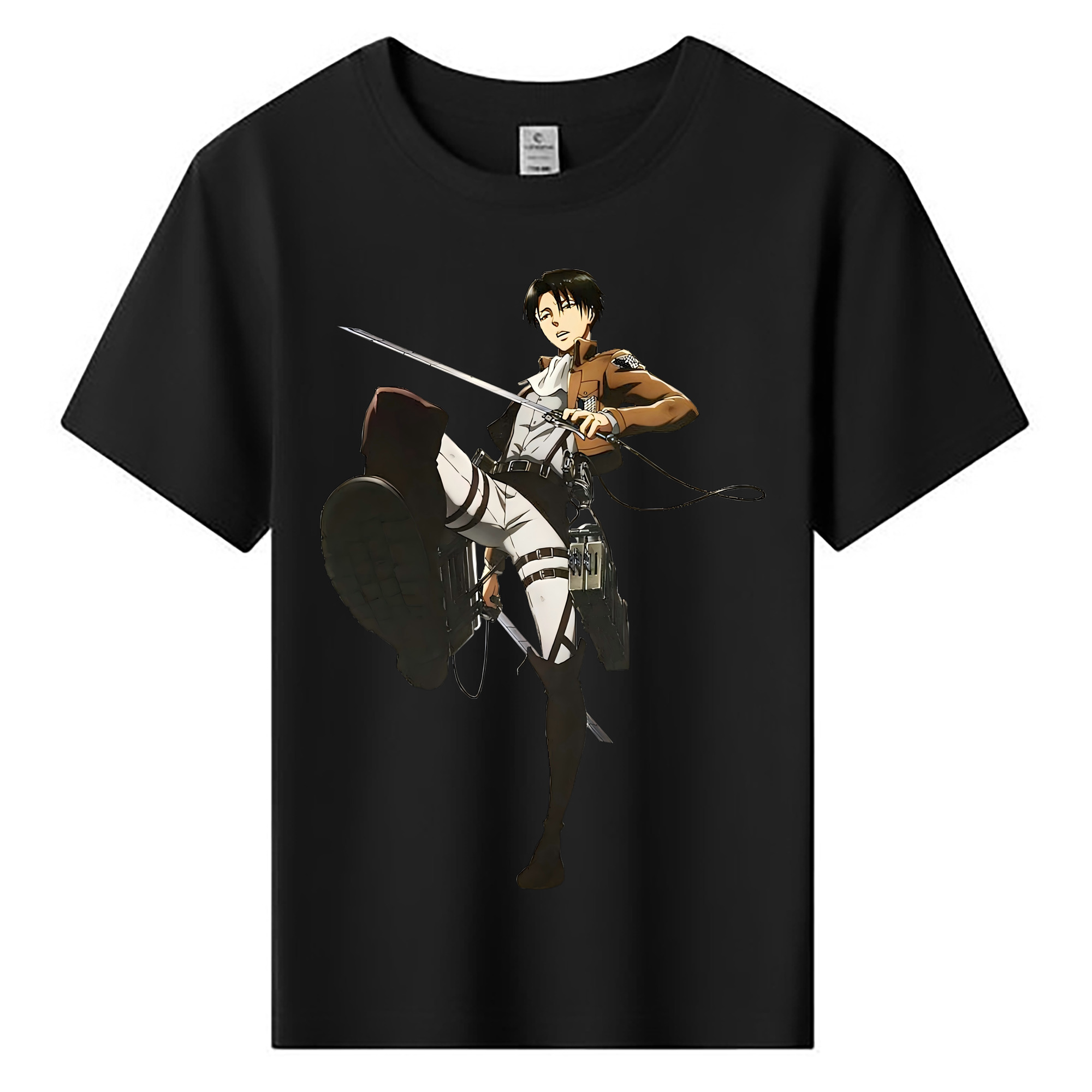 （画像用） 進撃の巨人 リヴァイ·アッカーマン Attack on Titan Levi Ackerman 綿100％キッズTシャツ（フロントプリント）