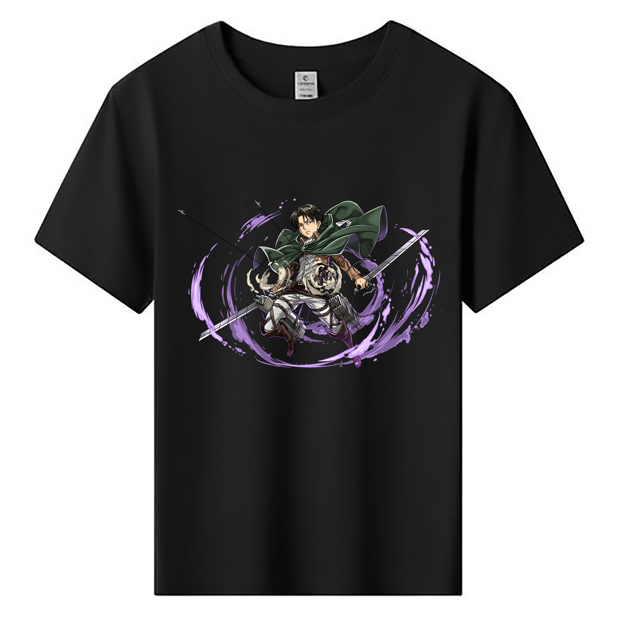 （画像用） 進撃の巨人 リヴァイ·アッカーマン Attack on Titan Levi Ackerman 綿100％キッズTシャツ（フロントプリント）
