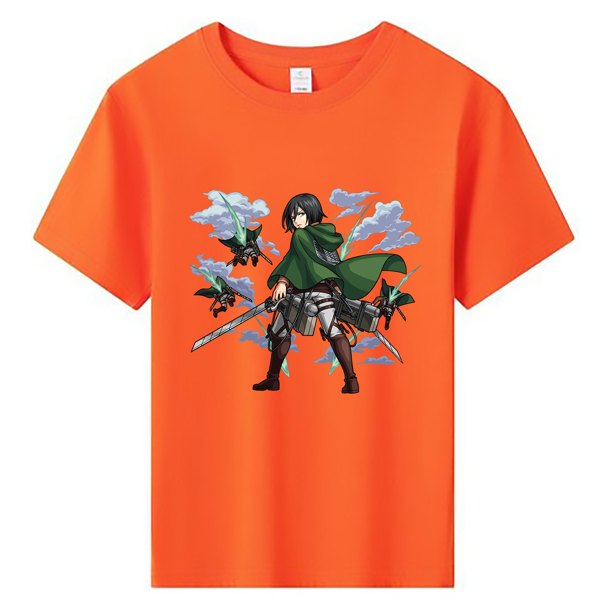 （画像用） 進撃の巨人 ミカサ·アッカーマン Attack on Titan Mikasa Ackerman 綿100％キッズTシャツ（フロントプリント）